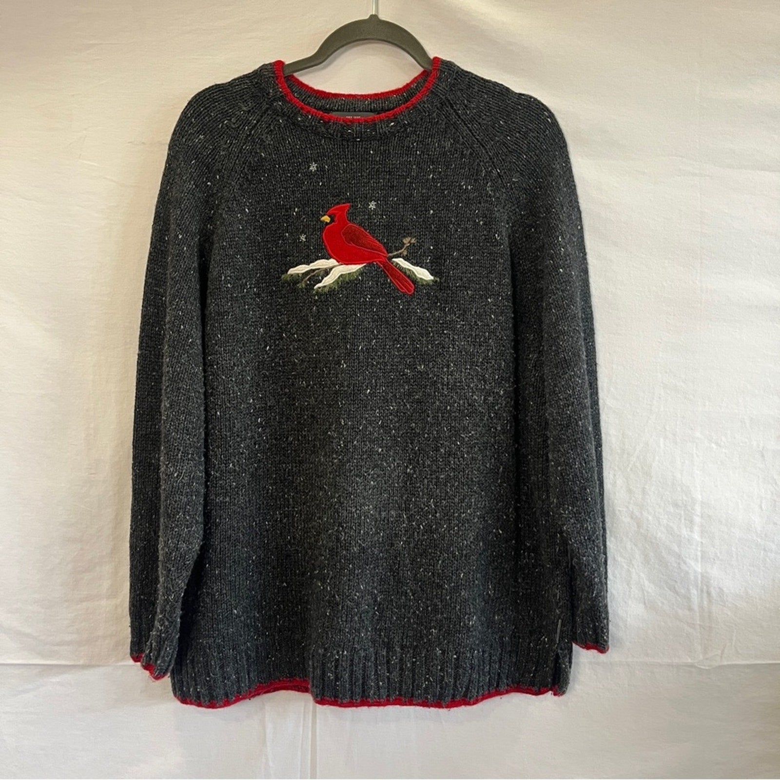 Woolrich Sweater Womens Size 2XL Dark Gray Cardinal Holiday Festive Cozy Winter