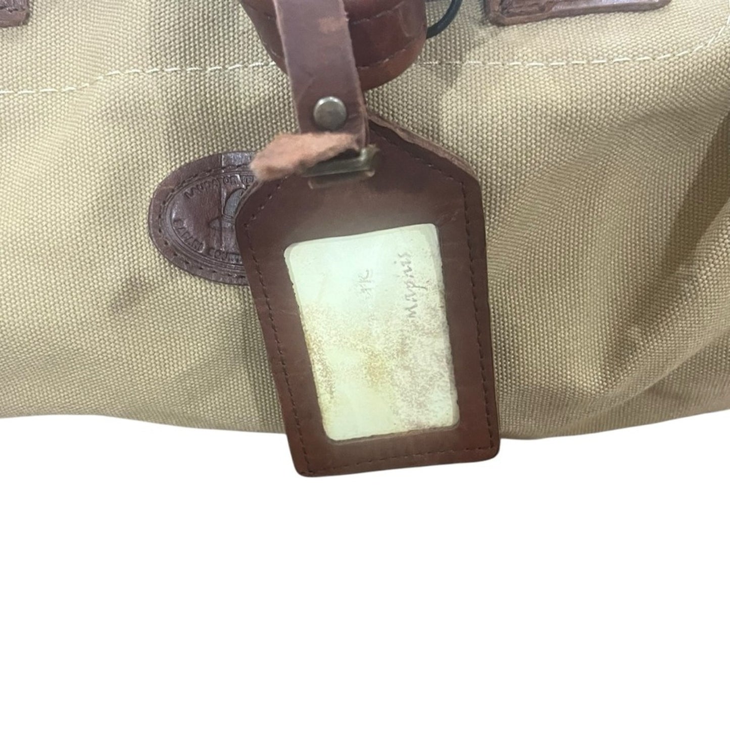 Melvill & Moon Brown Medium Canvas Safari Duffel Bag With Shoulder Strap Leather