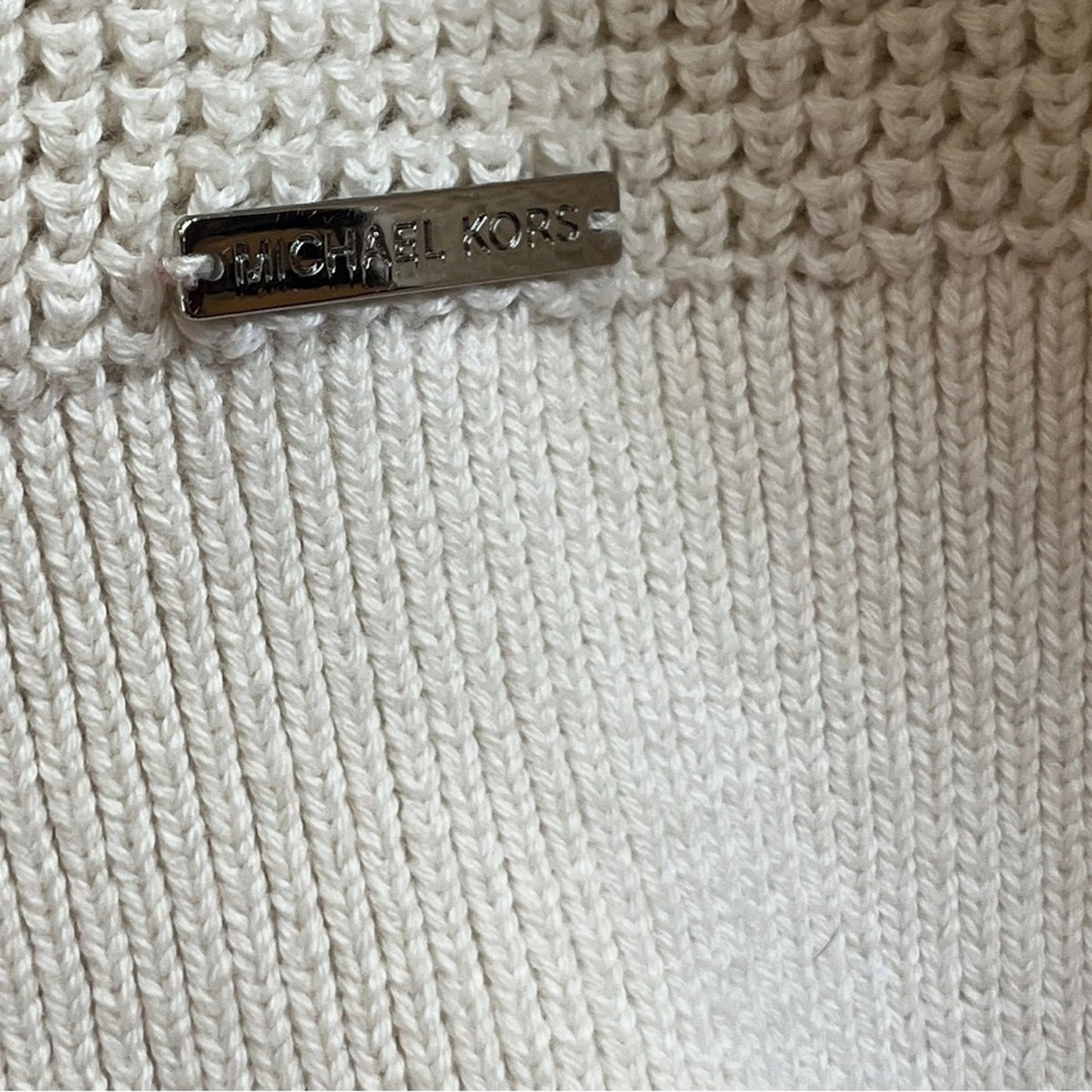 Michael Kors Tunic Sweater Womens Size 1X Ivory Knitted V Neck Simple Basic Sexy