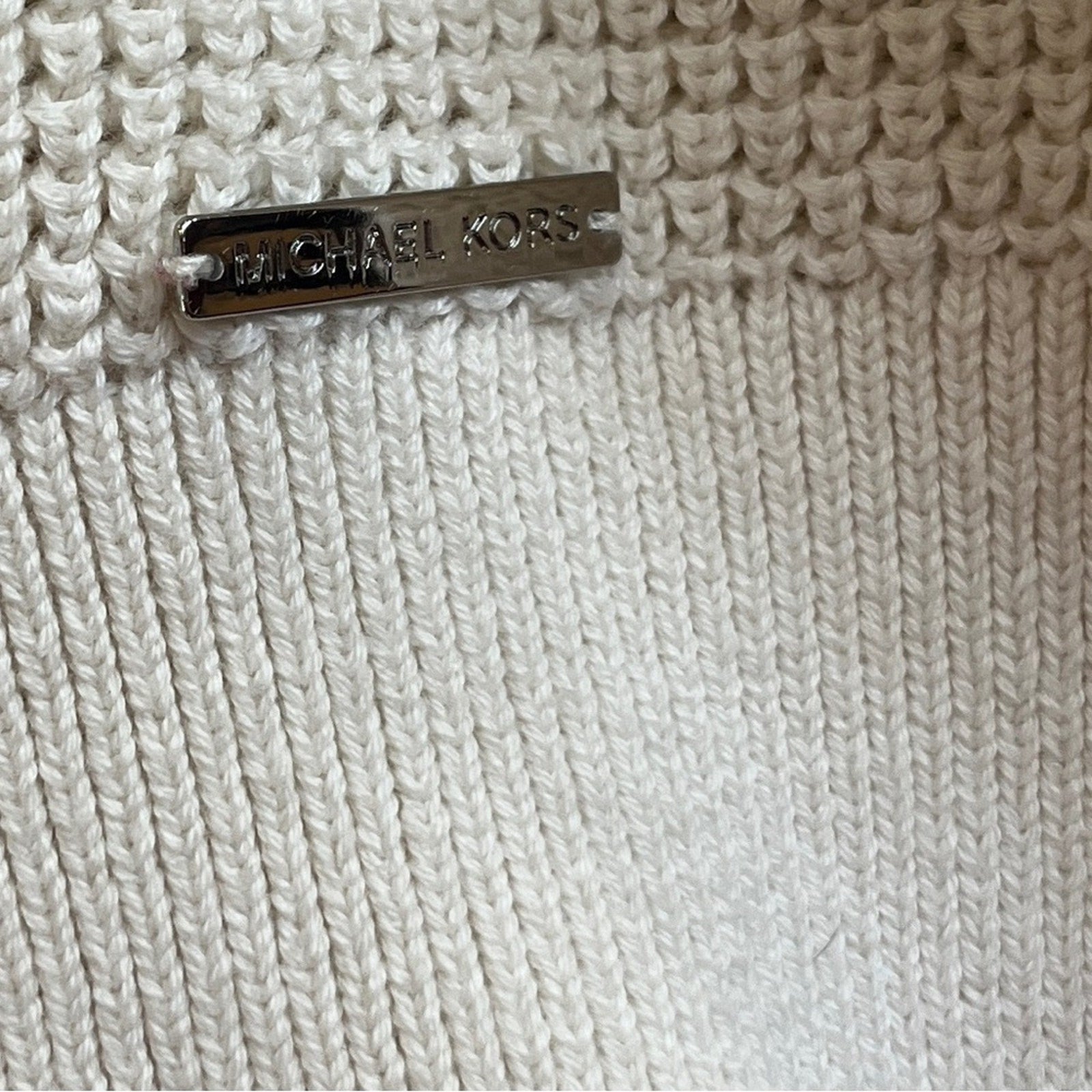 Michael Kors Tunic Sweater Womens Size 1X Ivory Knitted V Neck Simple Basic Sexy