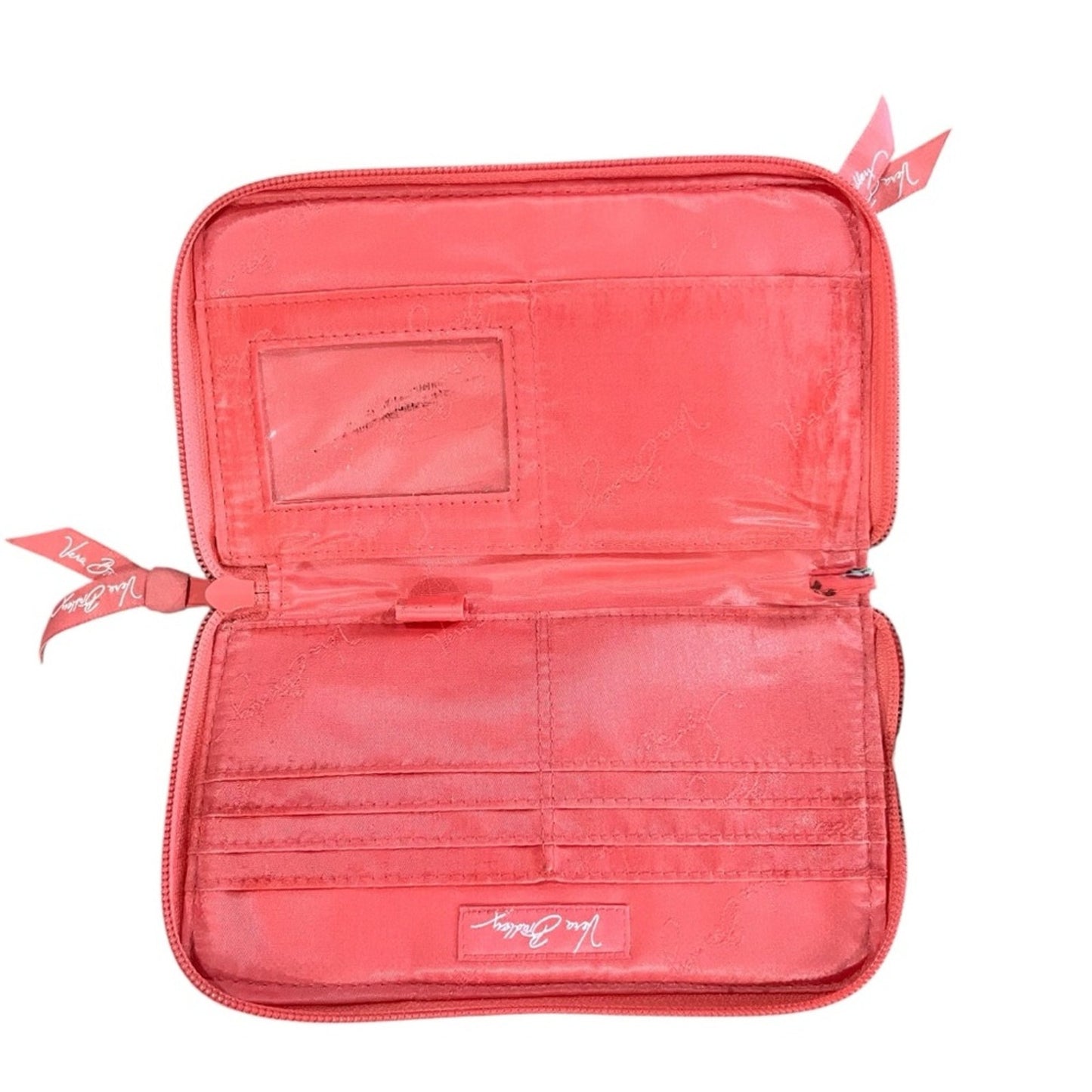 Vera Bradley Pink Zip Around Wallet Large Quilted Credit Card Money Pockets