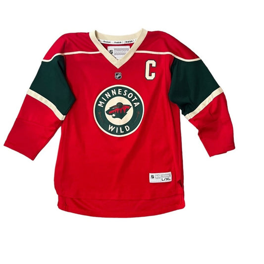 Reebok Mikko Koivu Minnesota Wild Player Hockey Jersey Youth L/XL Red Green 9