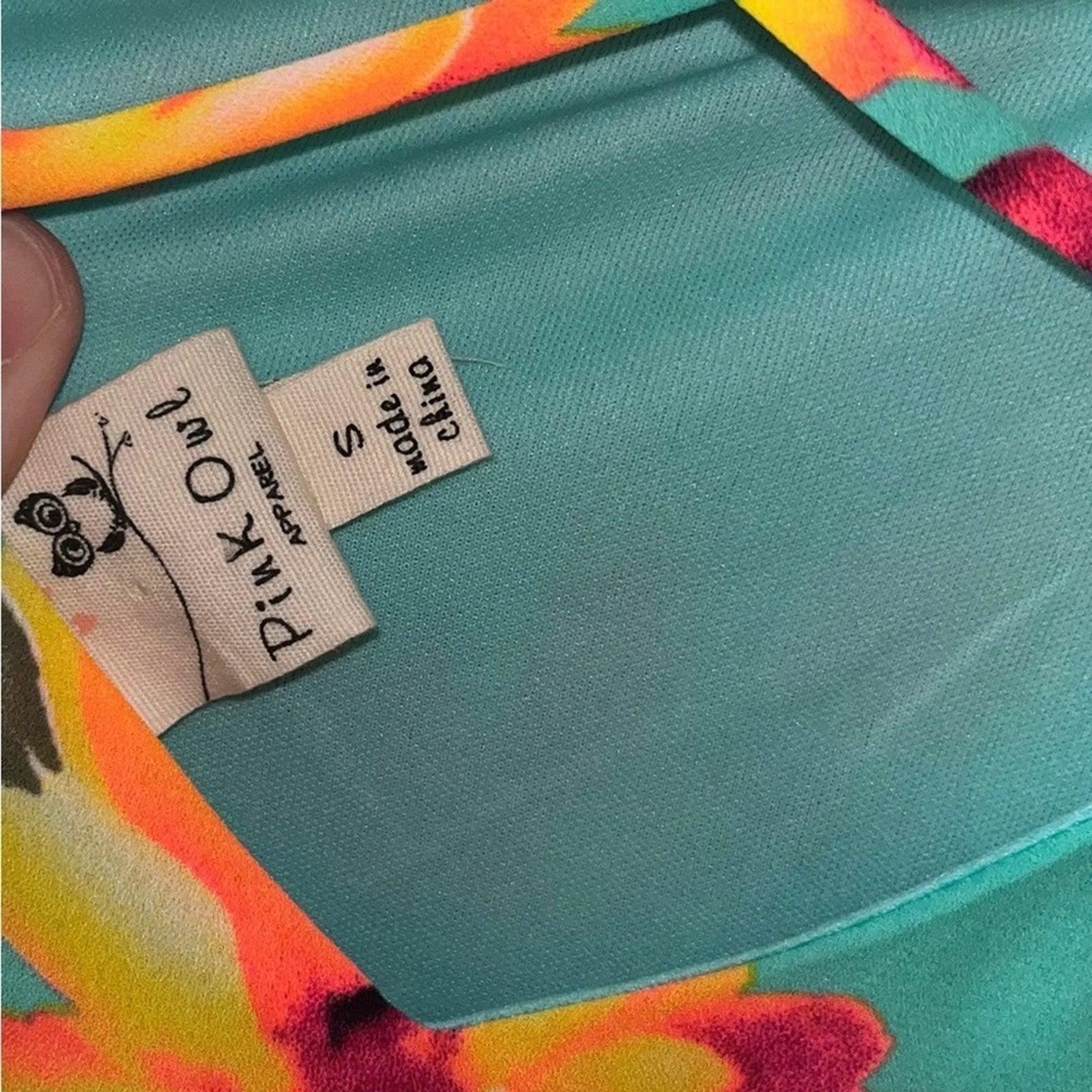 Womens Retro Dress Size Small Hippie Vibrant Floral Dress Flared Sleeves Teal