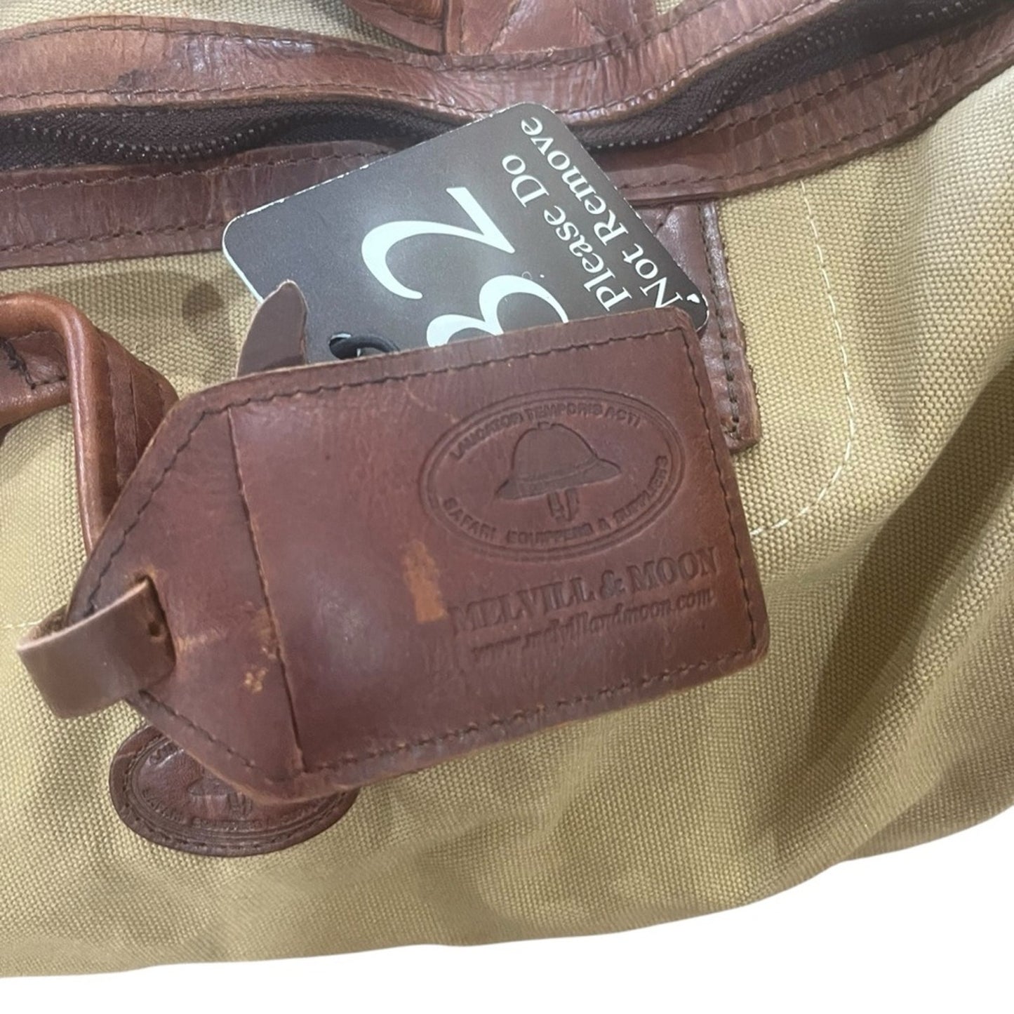 Melvill & Moon Brown Medium Canvas Safari Duffel Bag With Shoulder Strap Leather