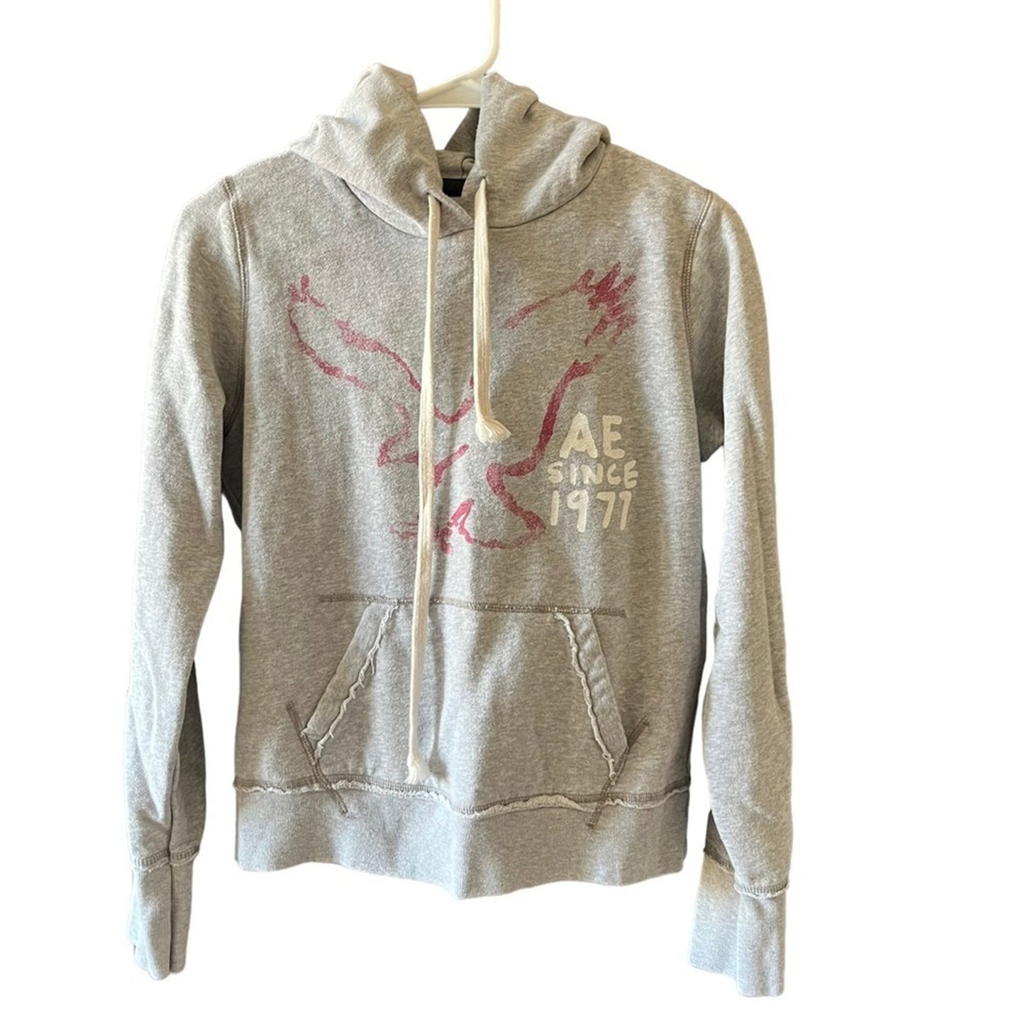 American Eagle Womens Hoodie Size M Gray Kangaroo Pocket Pullover Comfy Leisure