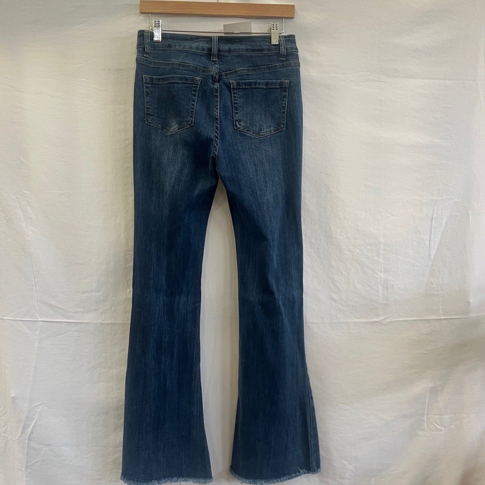 Pink Label Retro Inspired Jeans Juniors Size 7 Distressed Flare Raw Hem Festival