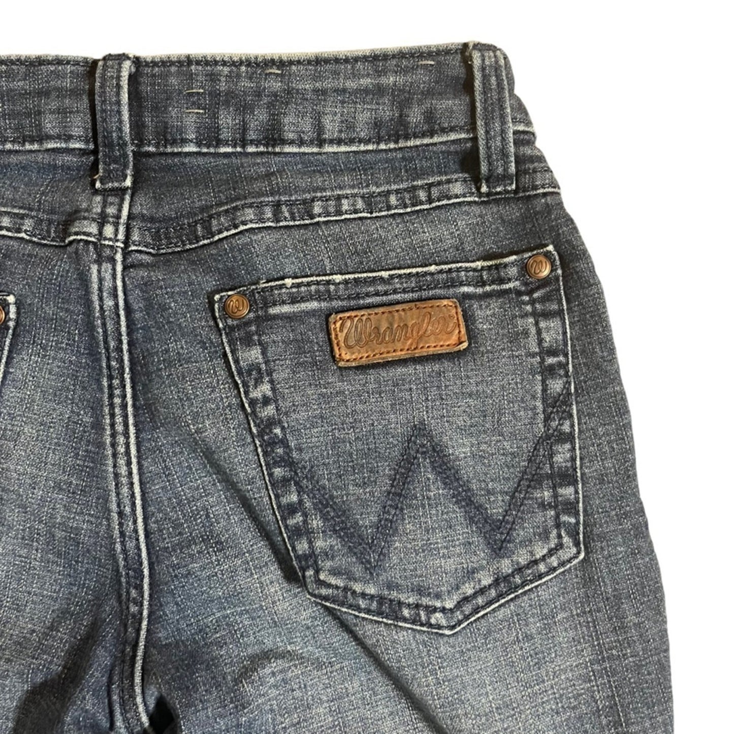 Wrangler Retro Mid Rise Wide Leg Trouser Jeans Womens Size 3x34 Whiskered Long