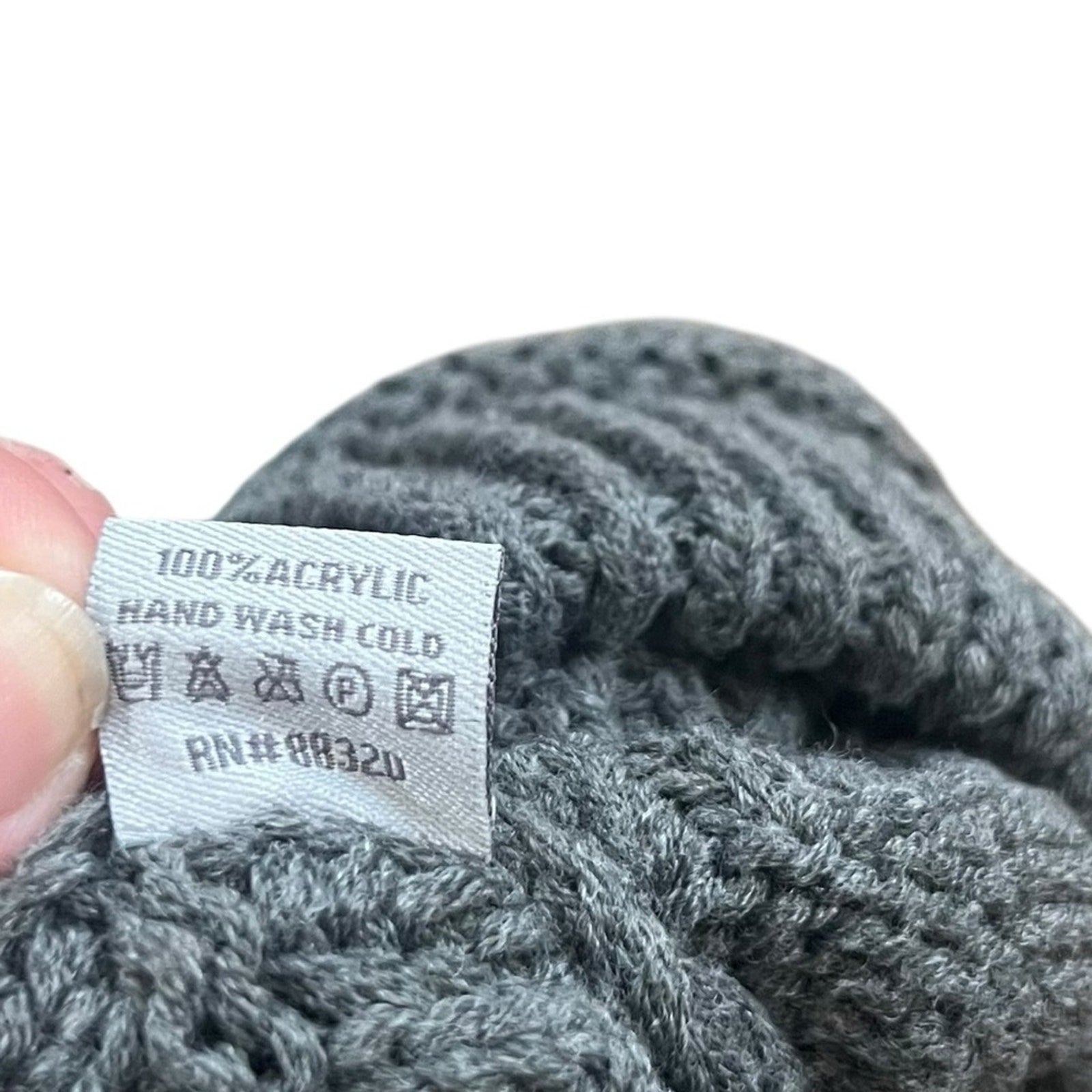 C.C Soft Stretch Cable Knit Side Epoxy Button for Mask Beanie Skully Gray