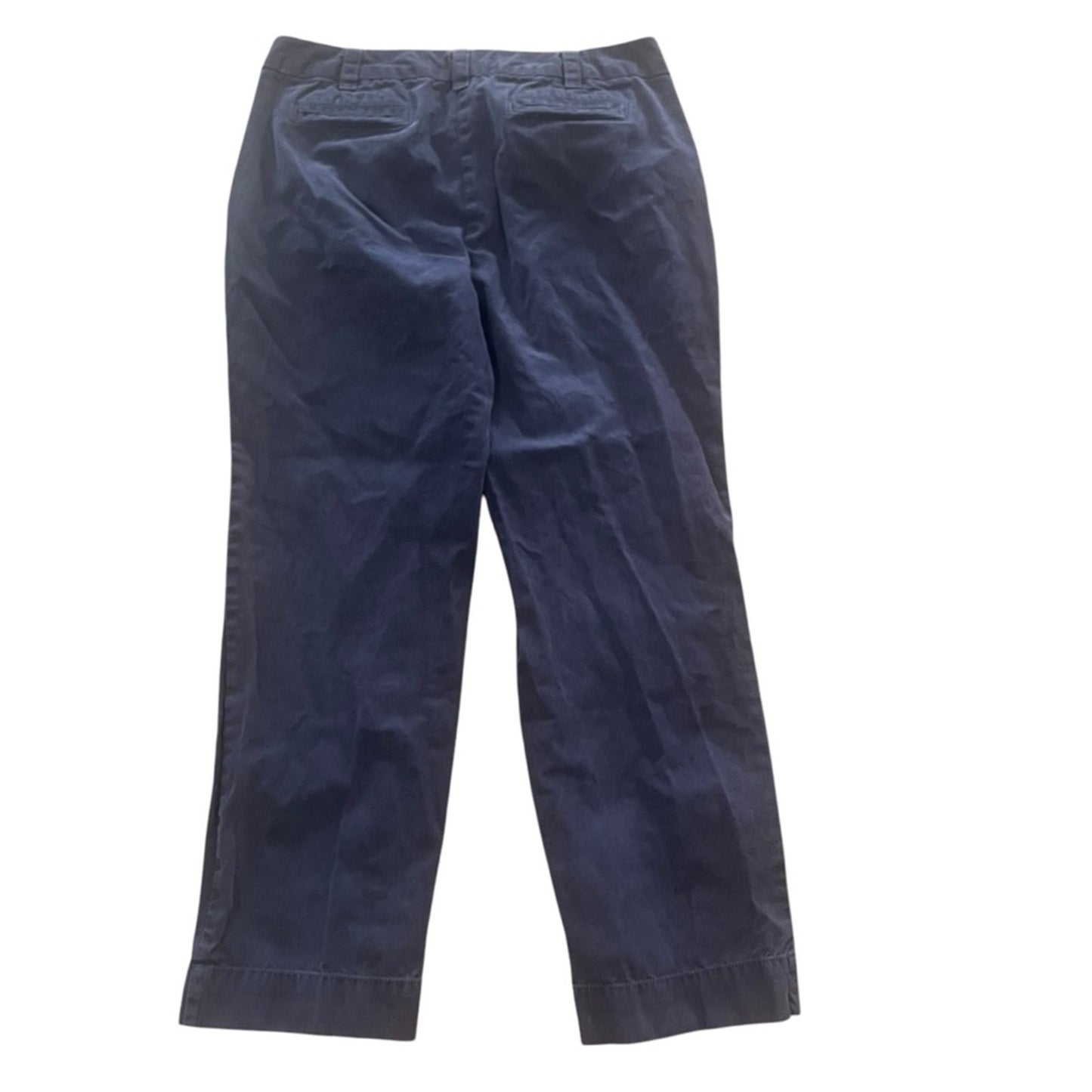 Lands End Chino Pants Womens Size 10 Dark Blue Navy Flat Front Straight Leg