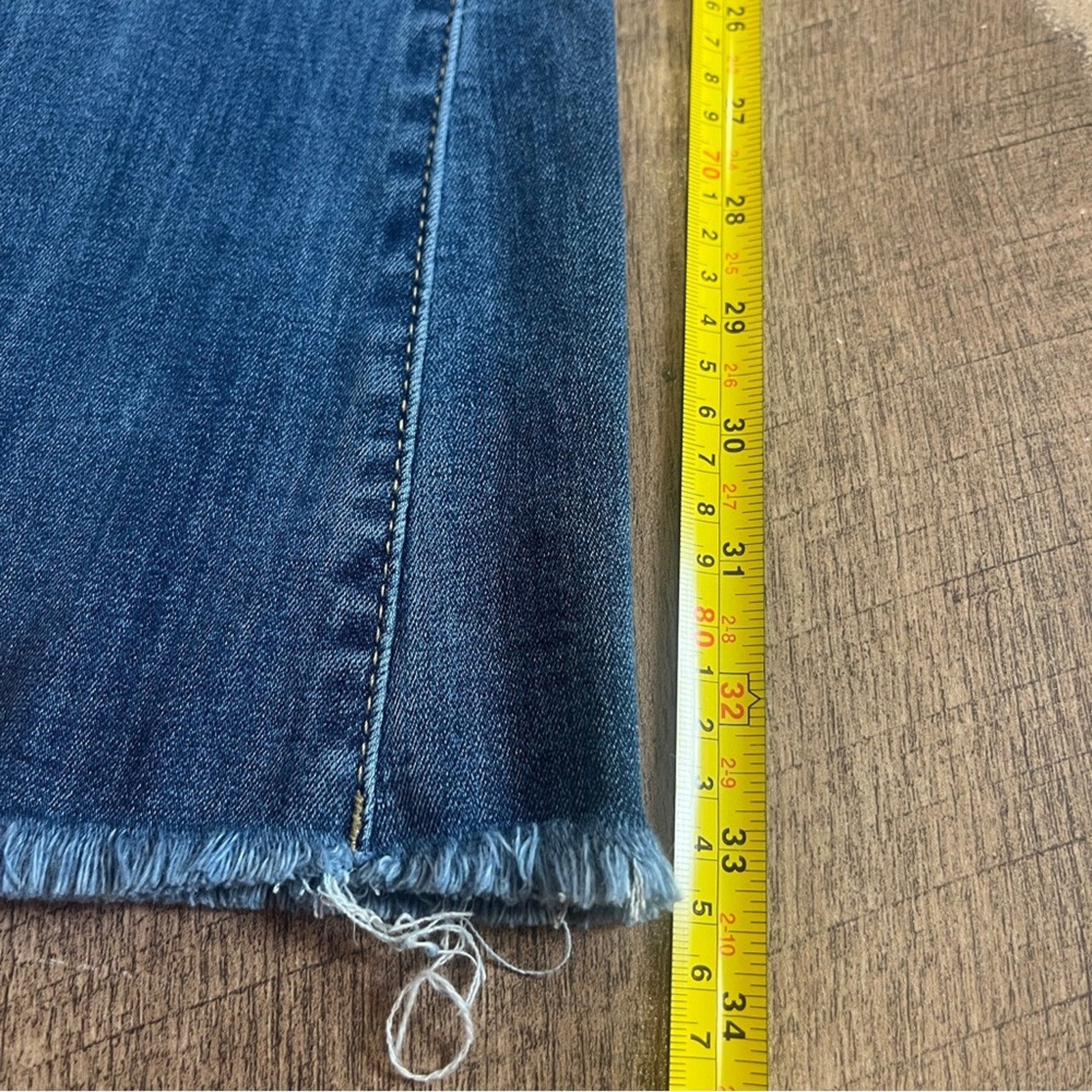 Pink Label Retro Inspired Jeans Juniors Size 7 Distressed Flare Raw Hem Festival