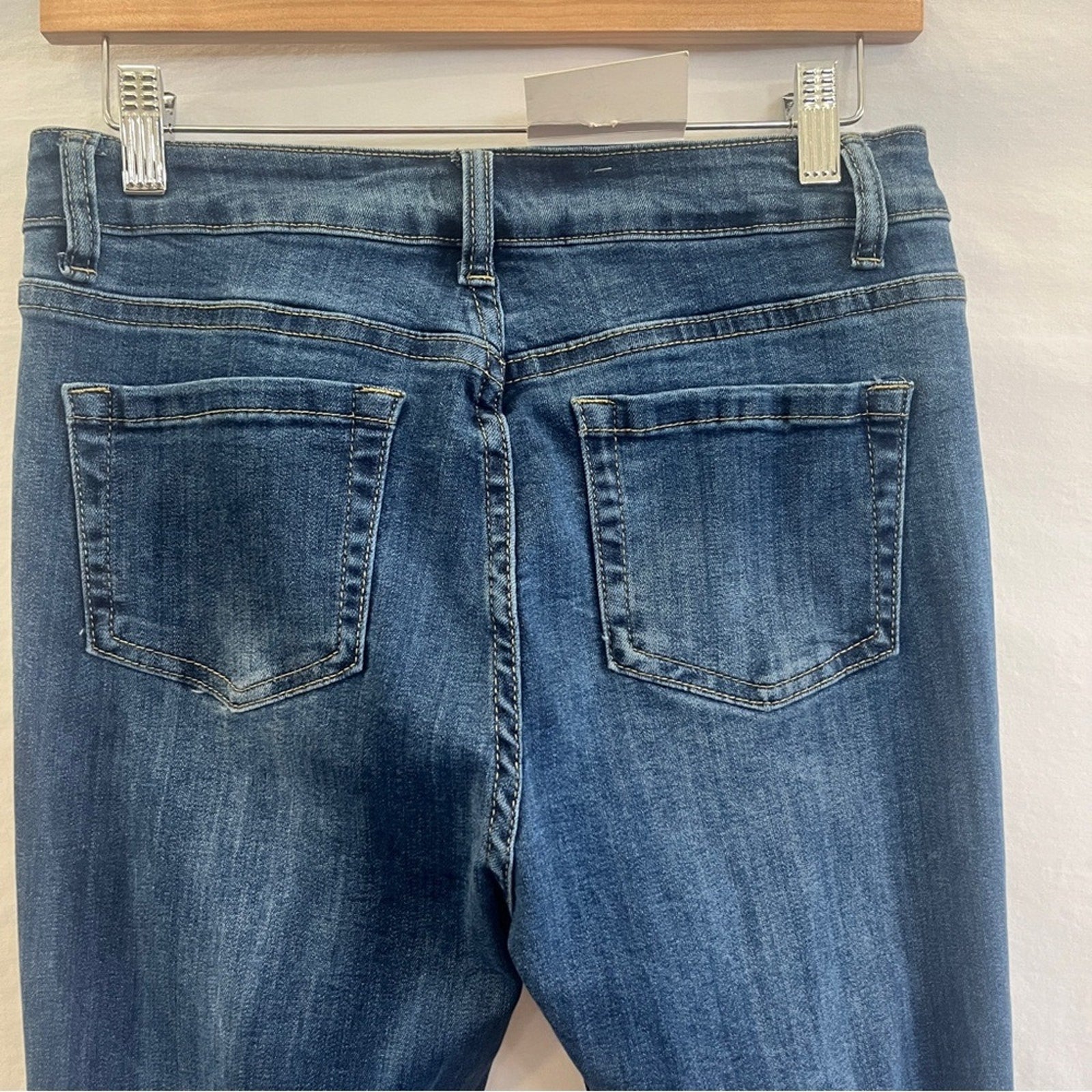 Pink Label Retro Inspired Jeans Juniors Size 7 Distressed Flare Raw Hem Festival