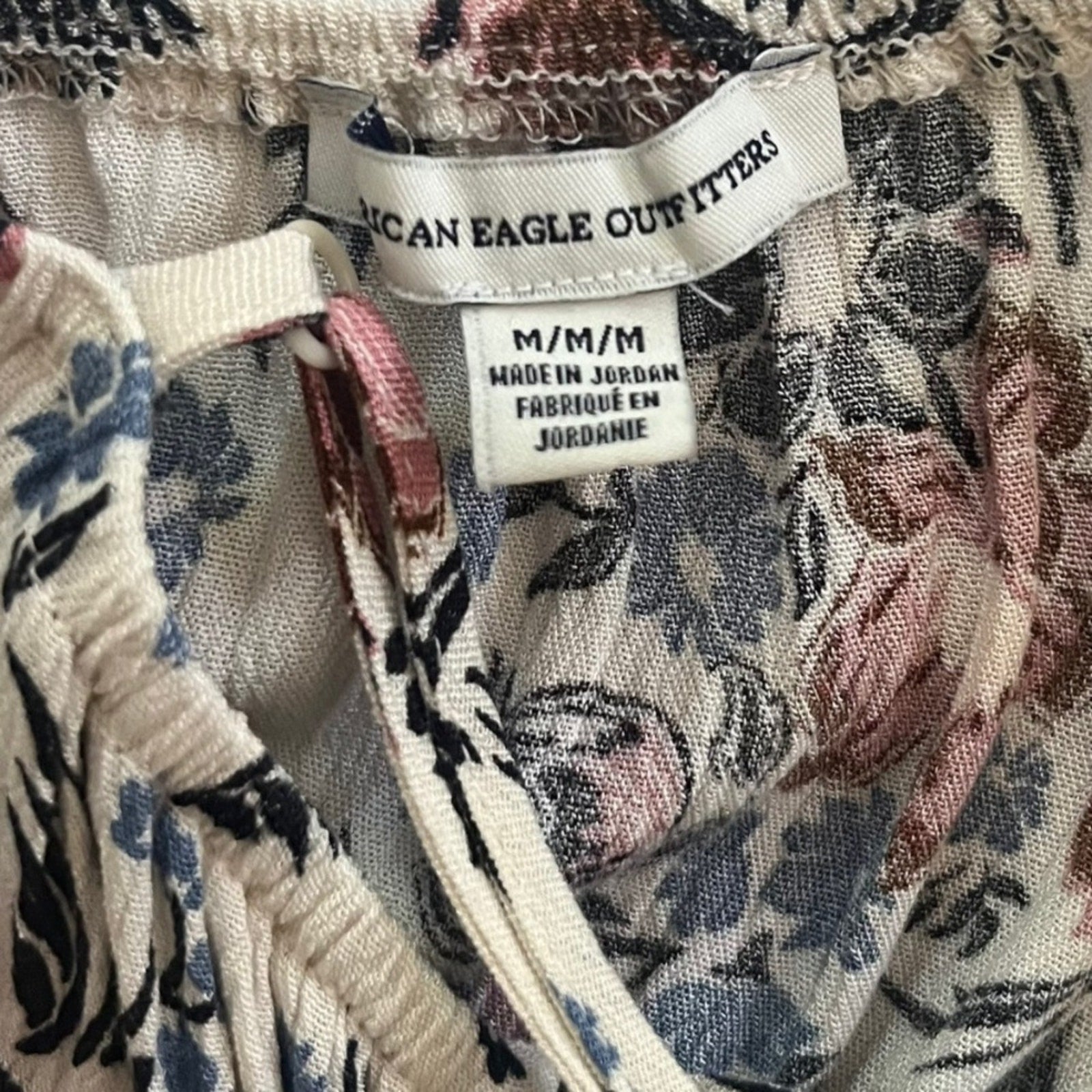 American Eagle Maxi Womens Size Medium Long Floral Keyhole Tassel Tie Dress
