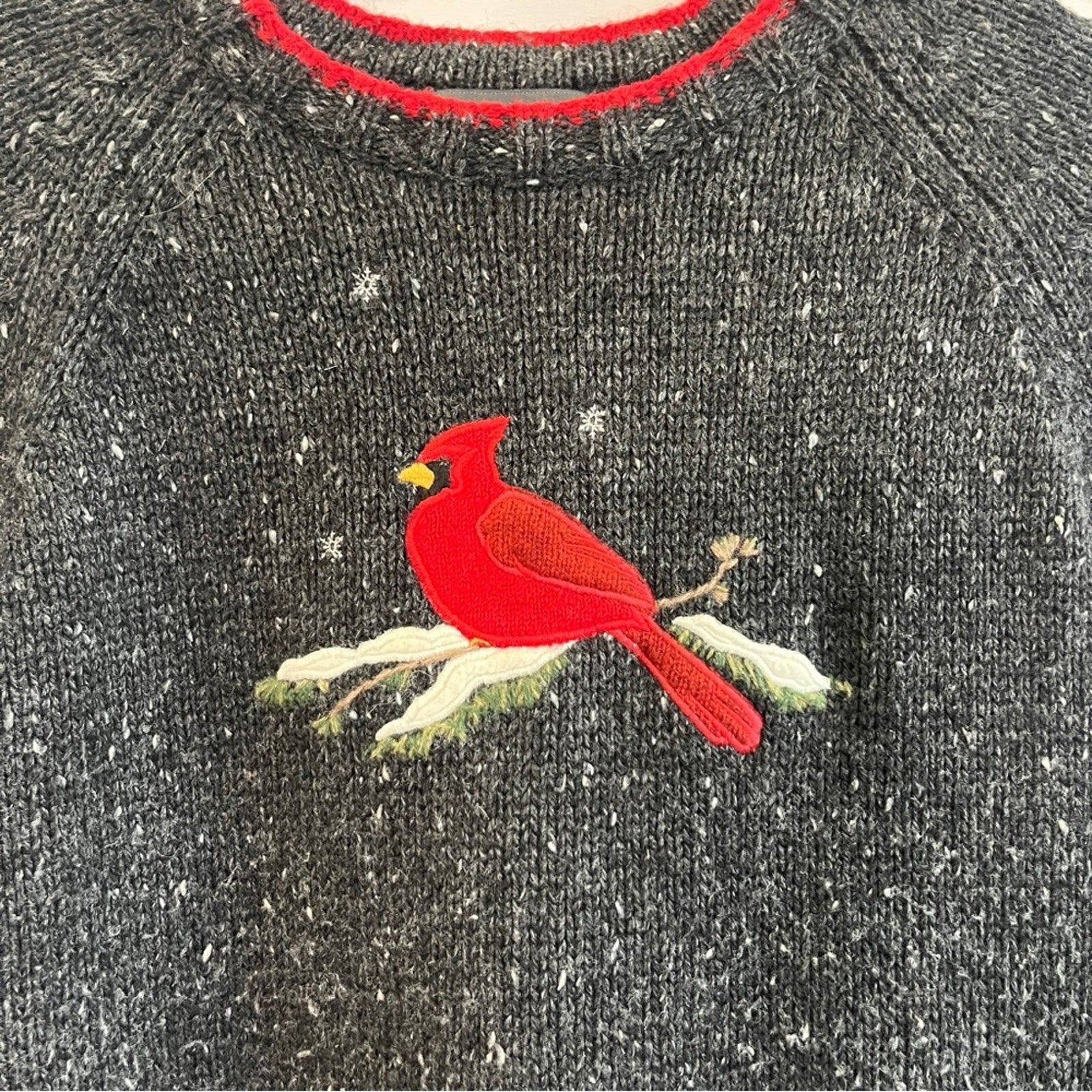 Woolrich Sweater Womens Size 2XL Dark Gray Cardinal Holiday Festive Cozy Winter