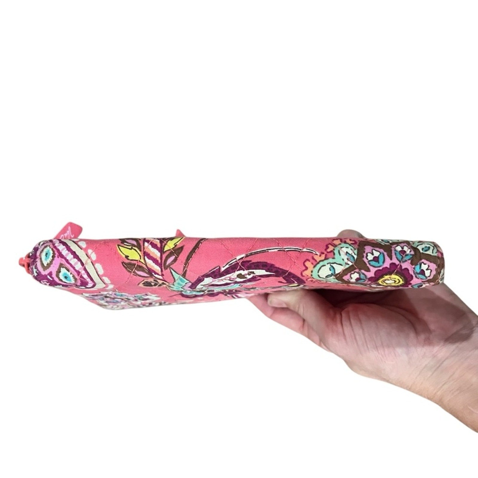 Vera Bradley Pink Zip Around Wallet Large Quilted Credit Card Money Pockets