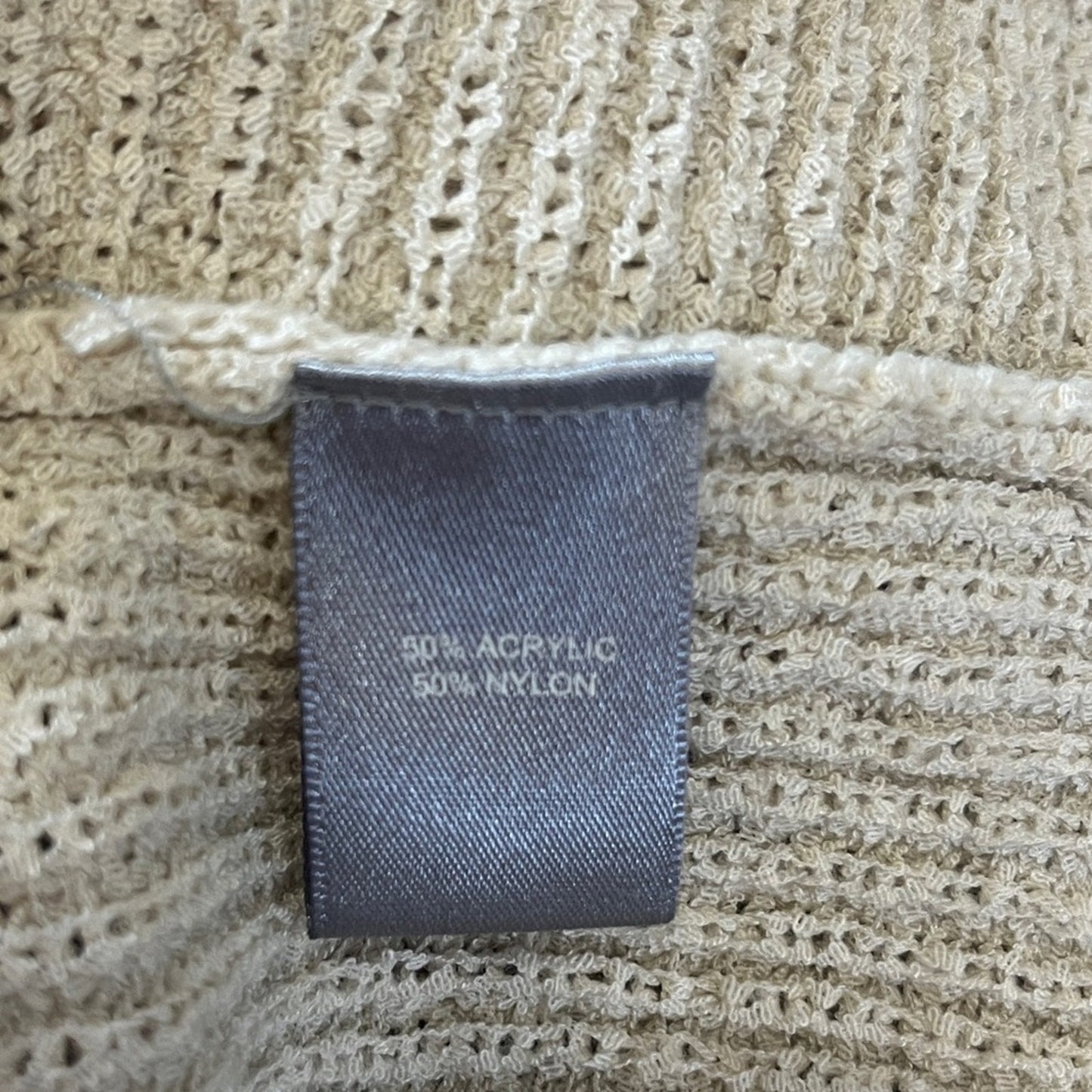 Marled Sleeveless Sweater Womens Size Medium Tan Very Low V Neck Knitted Knotted