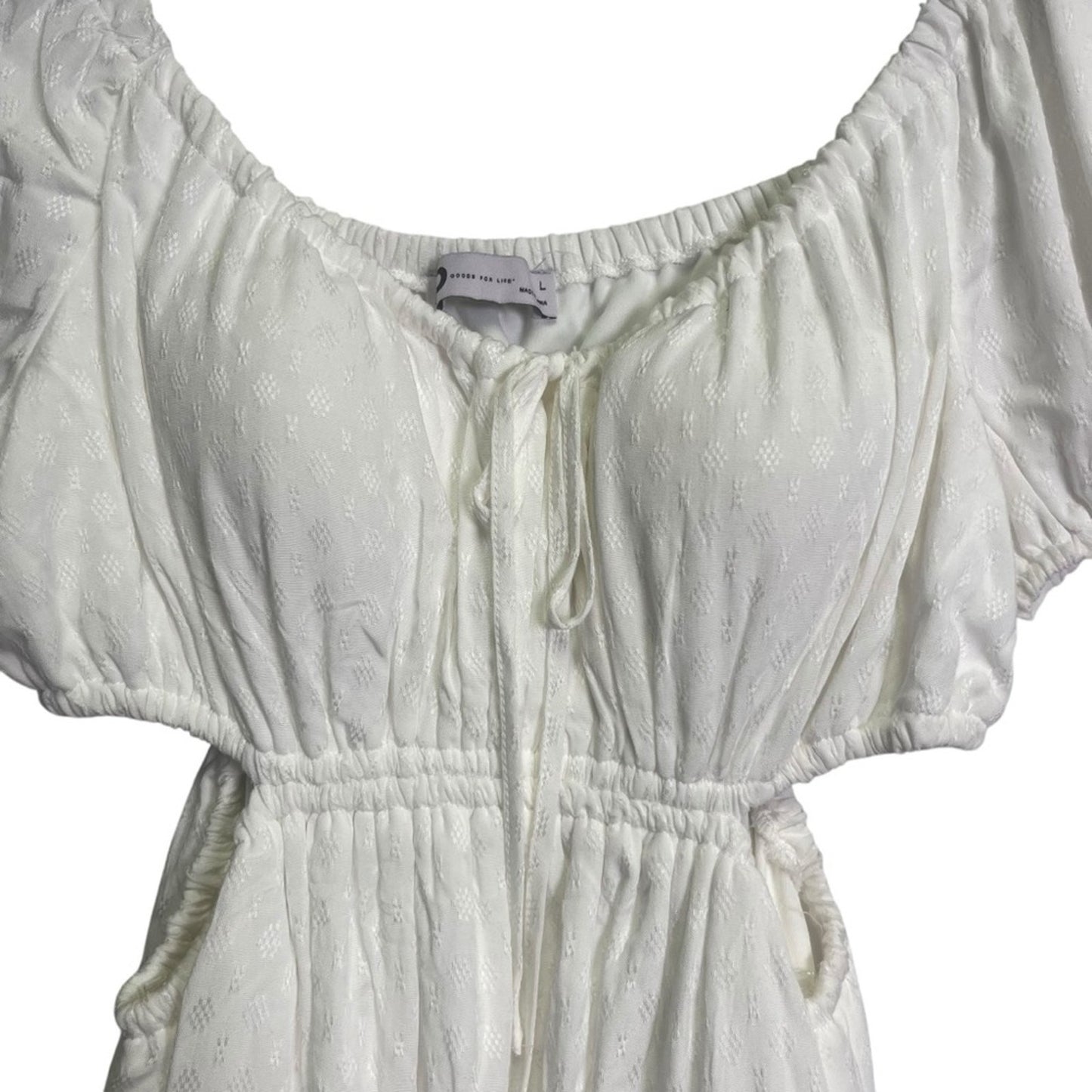 SO Dress Womens Large White Off Shoulder Open Side Rehearsal Dinner Relaxed NWT