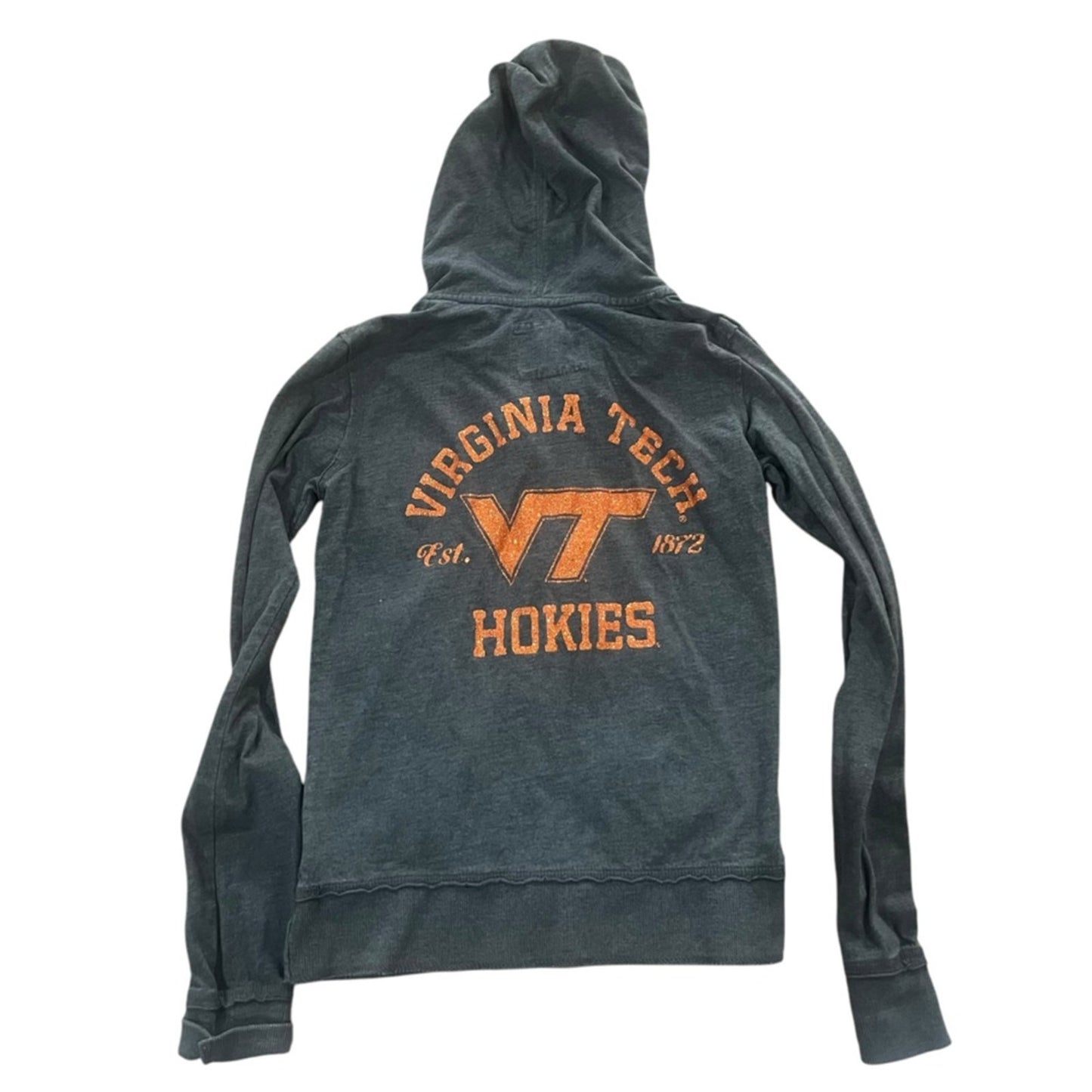 Virginia Tech VT Three Square Dark Gray Full Zip Long Sleeve Hoodie Size Medium