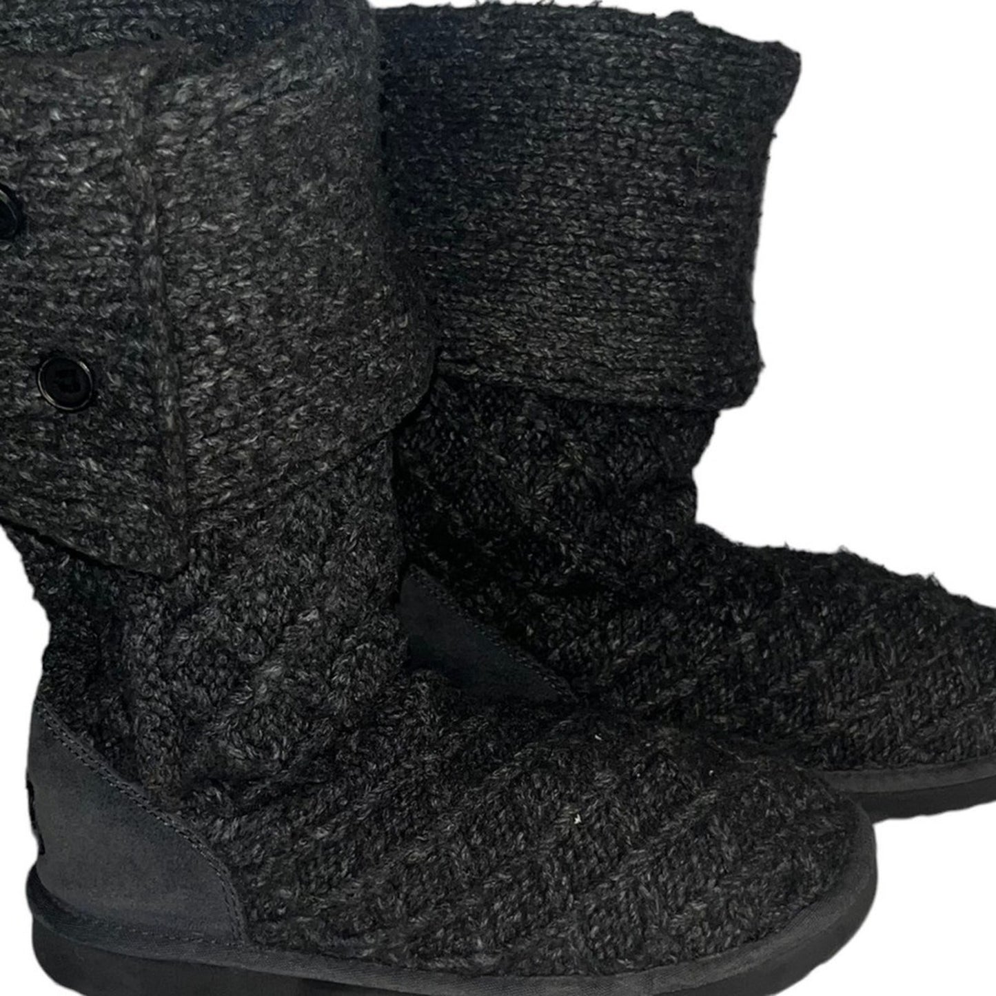 UGG Shearling Boots Womens Size 7 Gray Classic Long Sheepskin Lattice Knit 
