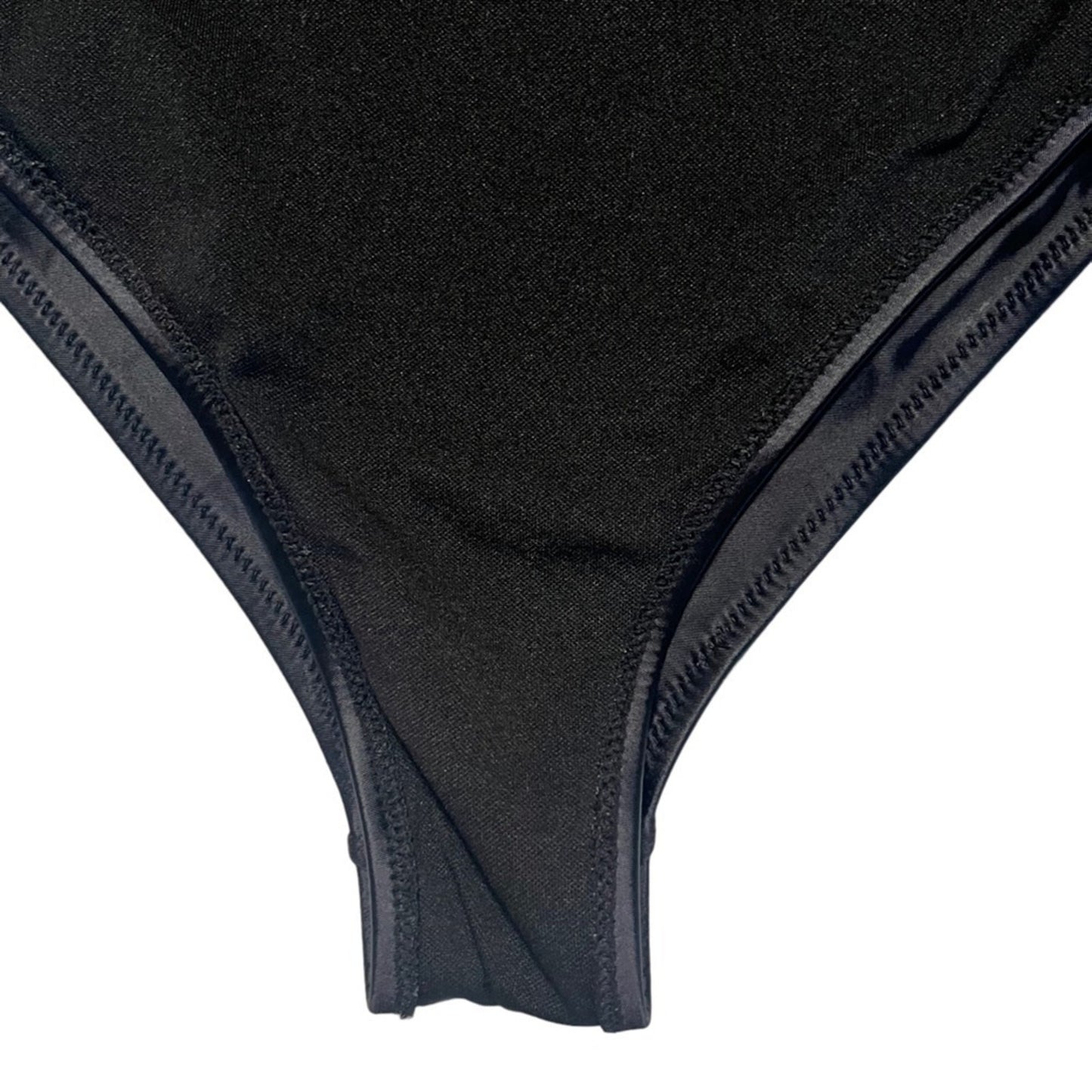 Womens Swimsuit One Piece Black Size Large Cutout Plunging Neck High Thigh