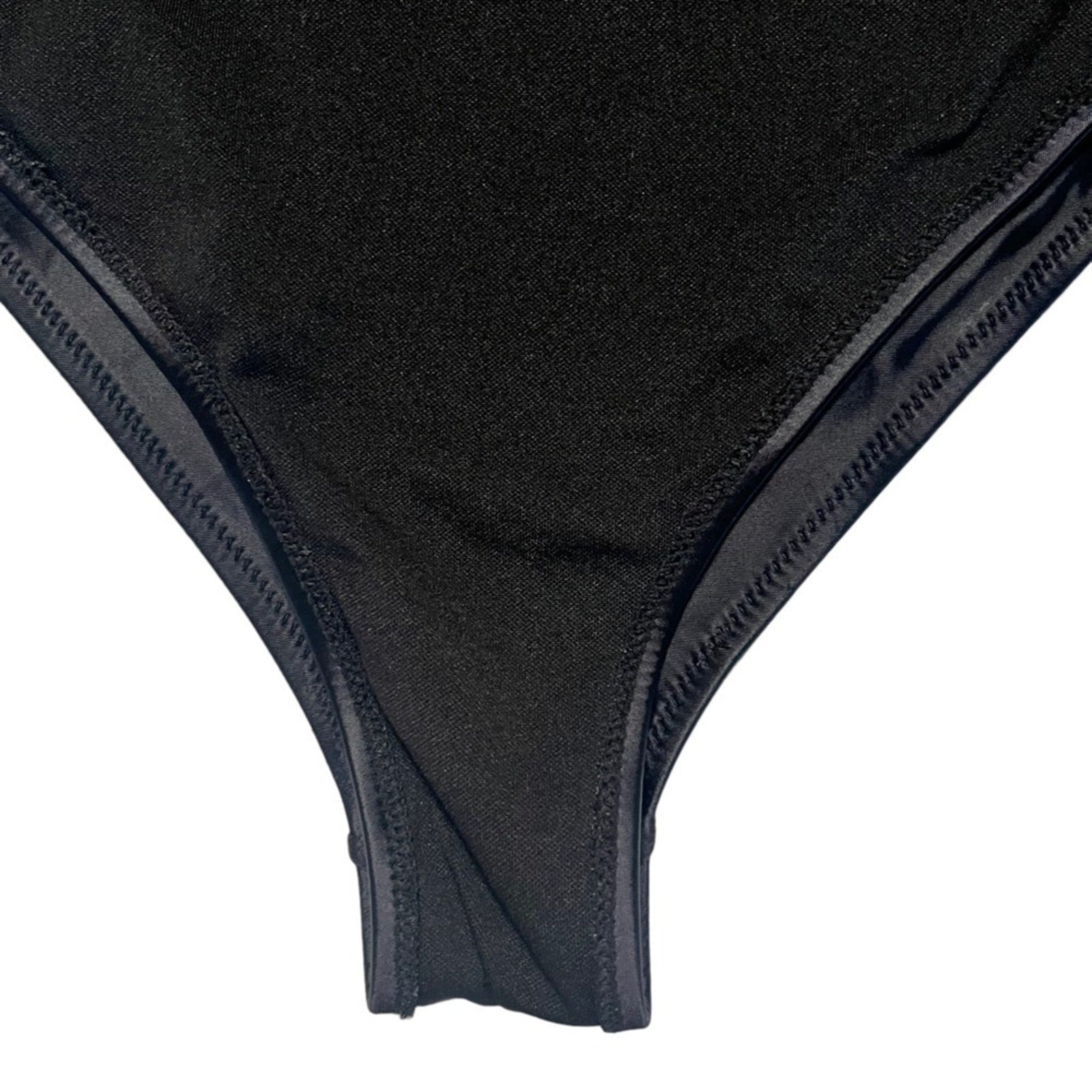 Womens Swimsuit One Piece Black Size Large Cutout Plunging Neck High Thigh