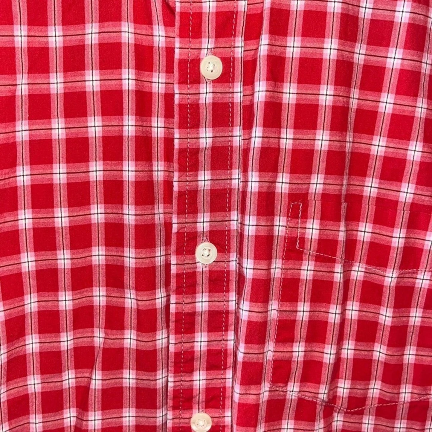 Gap Classic Fit Shirt Mens Size Large Button Down Red White Plaid Long Sleeve 
