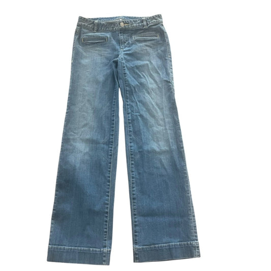 Ann Taylor Loft Modern Wide Leg Denim Trouser Womens Size 2 Light Wash Low Rise