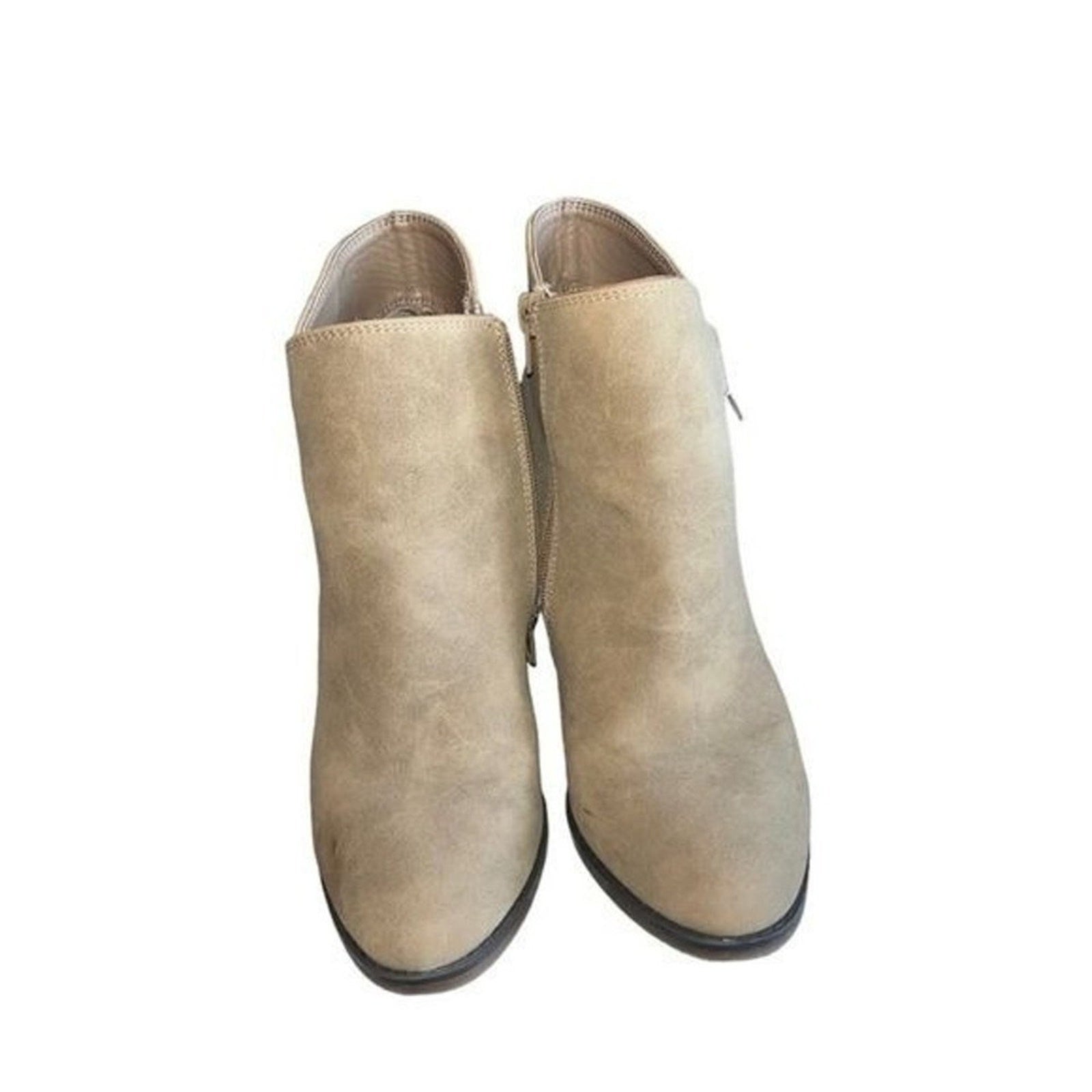 Parker & Sky Ankle Boot Womens Size 8.5 Faux Suede Tan Bootie Side Zip