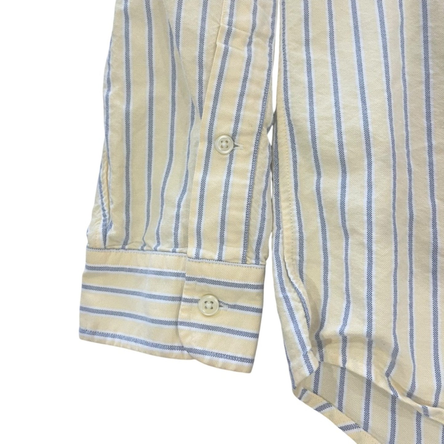 Ralph Lauren Button Down Shirt Men Medium Yellow Blue Stripe Long Sleeve Classic