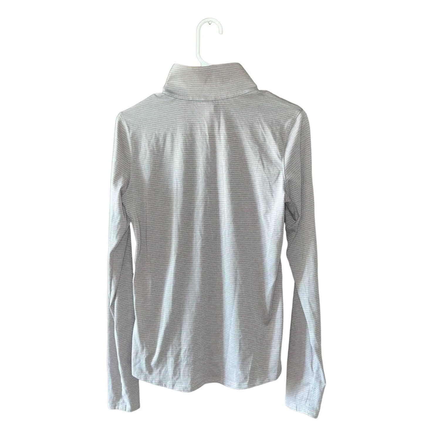 Under Armour Atheltic Pullover Women Size Small Heat Gear 3/4 Zip Gray Stripes 