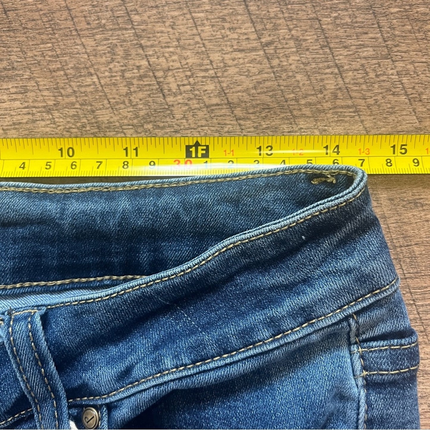 Pink Label Retro Inspired Jeans Juniors Size 7 Distressed Flare Raw Hem Festival
