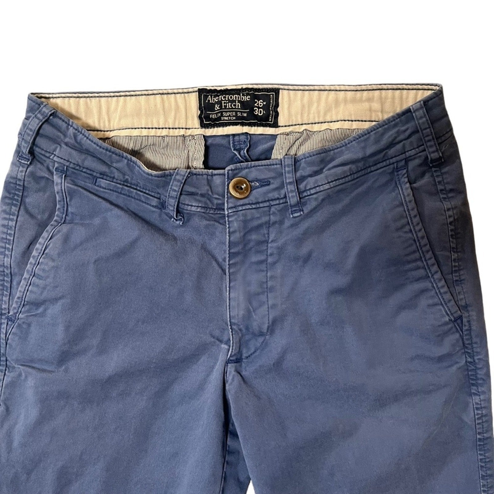 Abercrombie &  Fitch Mens Felix Super Slim Stretch 26x30 Periwinkle Like Pants