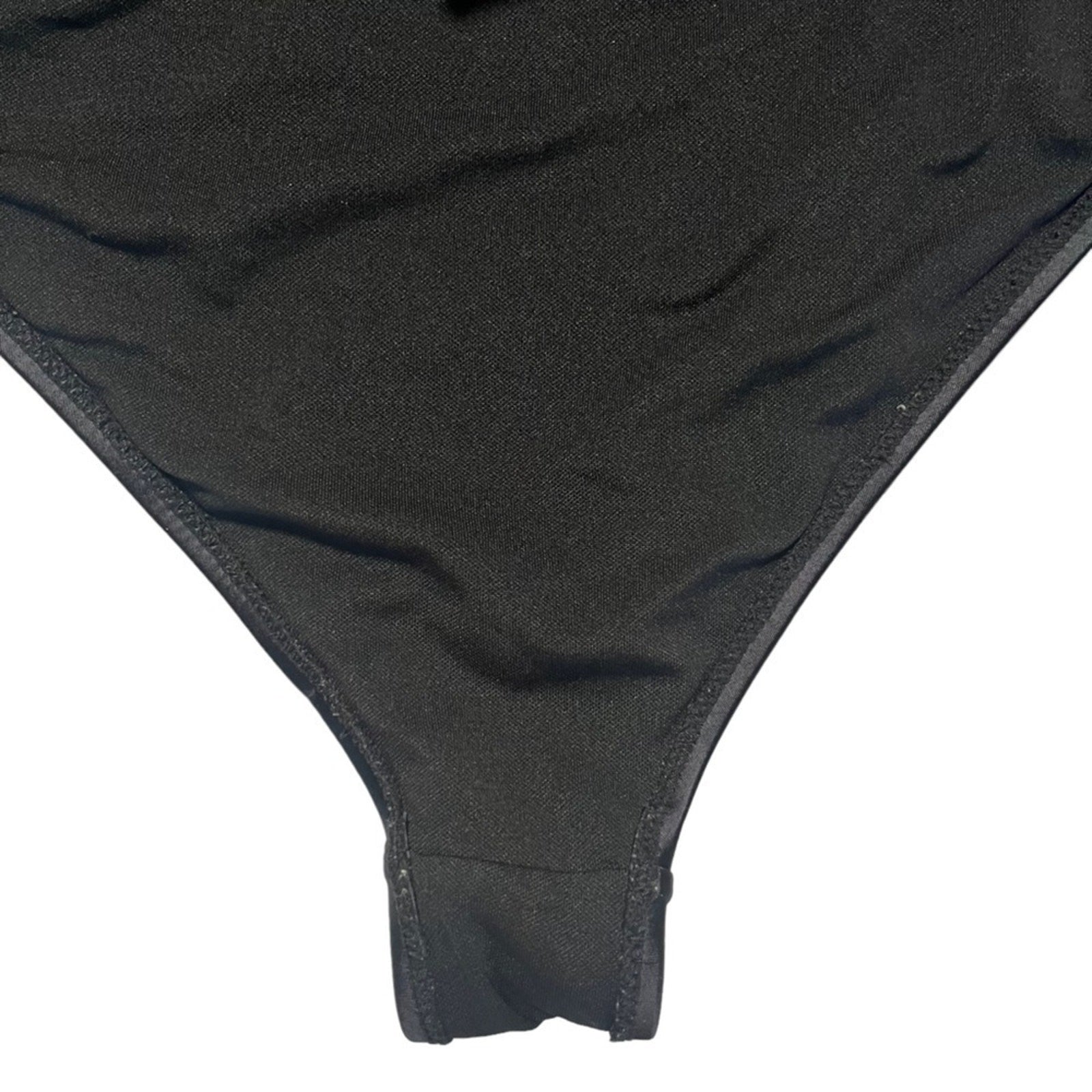 Womens Swimsuit One Piece Black Size Large Cutout Plunging Neck High Thigh