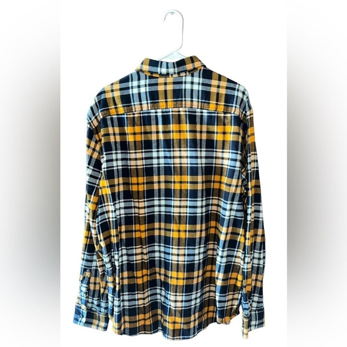 American Eagle Prep Fit Shirt Mens Size XXL Navy Orange Long Sleeve Button Down 