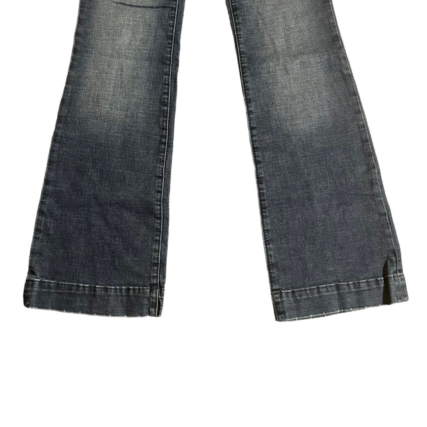 Wrangler Retro Mid Rise Wide Leg Trouser Jeans Womens Size 3x34 Whiskered Long