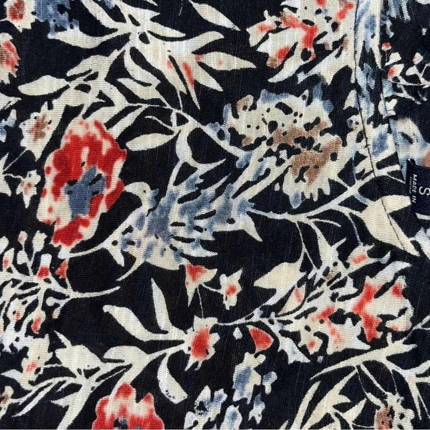 Lucky Brand Mixed Print Blouse Womens Size Small Back Button Ruffle Boho Chic