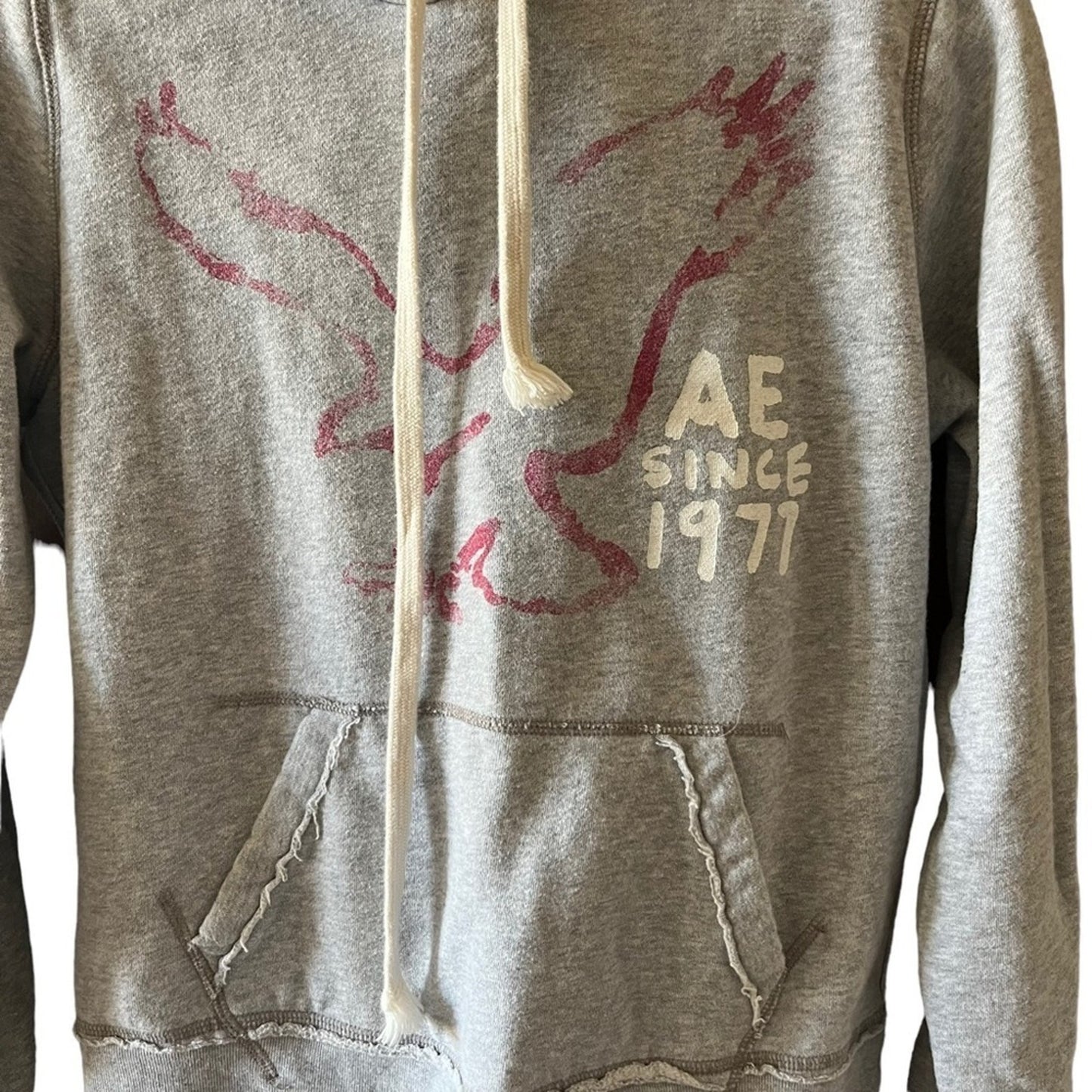 American Eagle Womens Hoodie Size M Gray Kangaroo Pocket Pullover Comfy Leisure