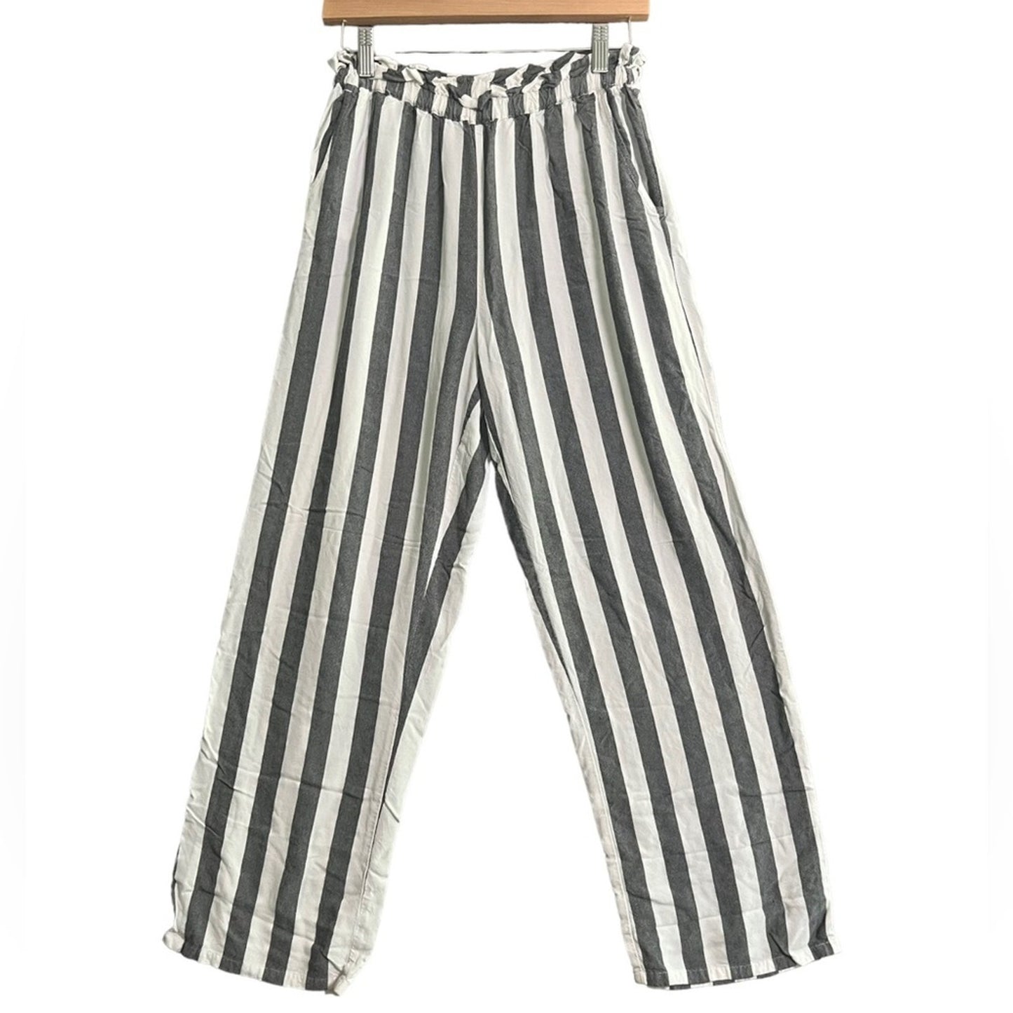 American Eagle Womens Pants Size Small Blue White Striped Pull On Elastic Waist 