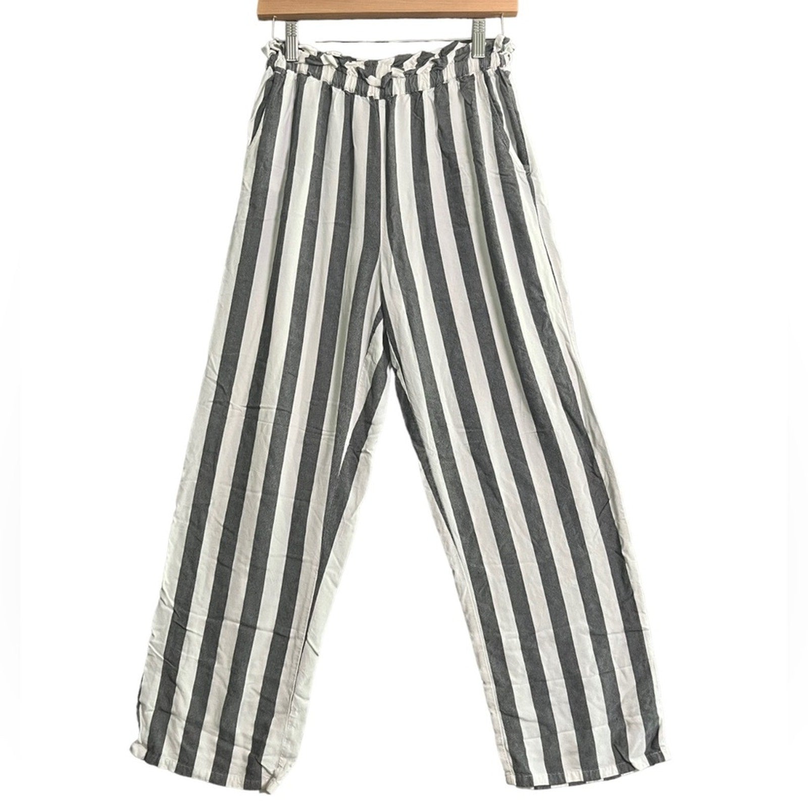American Eagle Womens Pants Size Small Blue White Striped Pull On Elastic Waist 