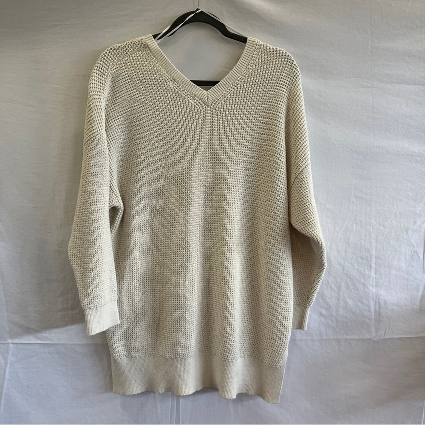 Michael Kors Tunic Sweater Womens Size 1X Ivory Knitted V Neck Simple Basic Sexy
