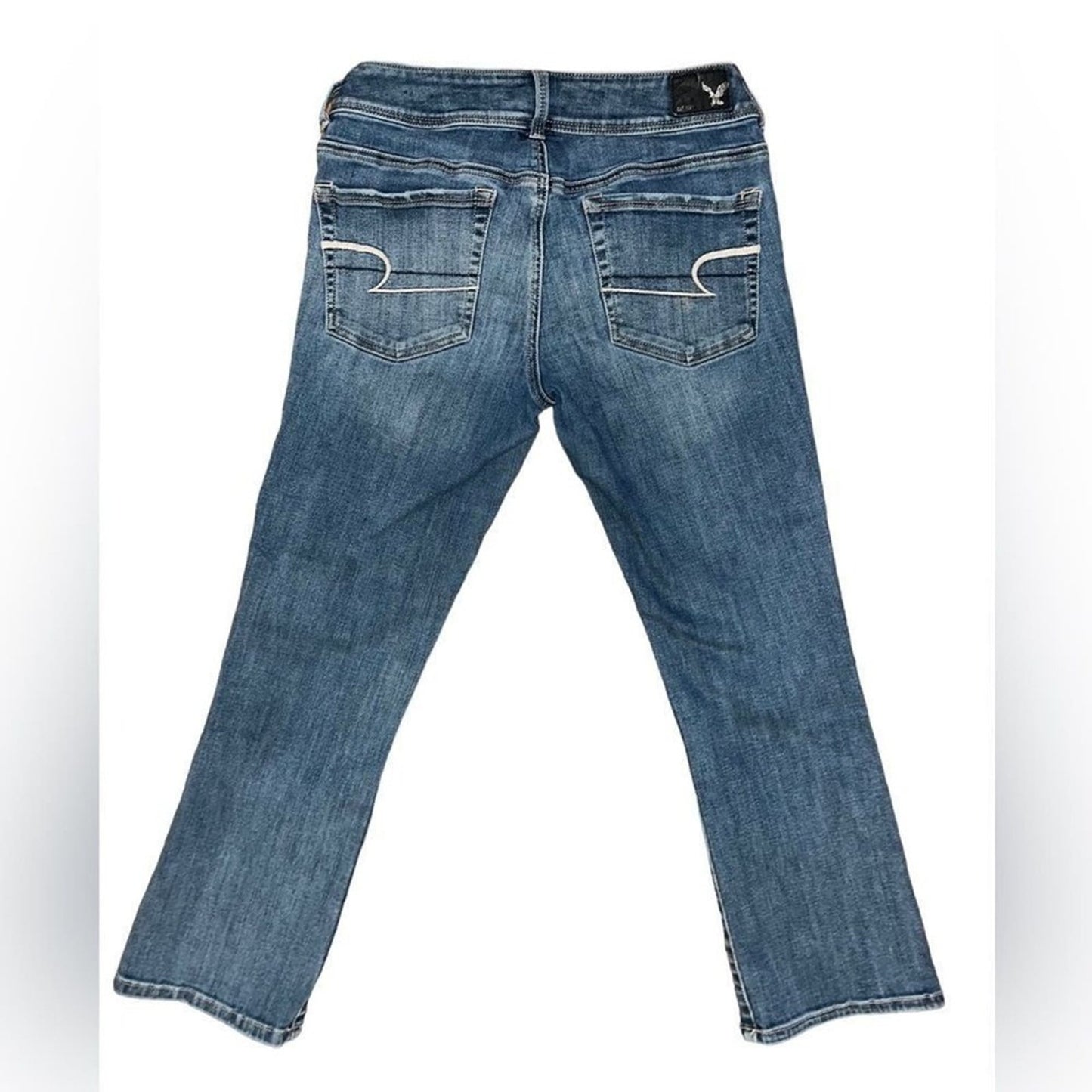 American Eagle Kick Crop Jeans Womens Size 6 Distressed Super Stretch 