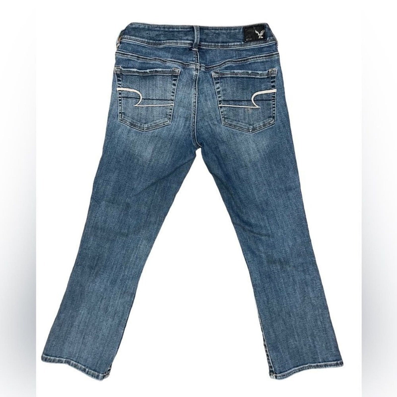 American Eagle Kick Crop Jeans Womens Size 6 Distressed Super Stretch 