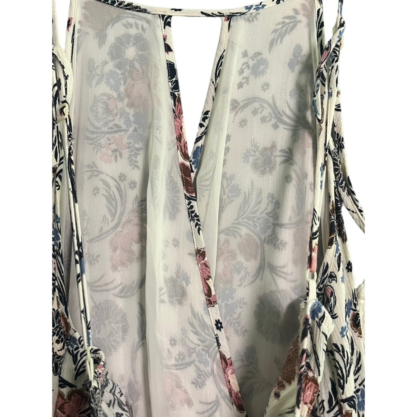 American Eagle Maxi Womens Size Medium Long Floral Keyhole Tassel Tie Dress