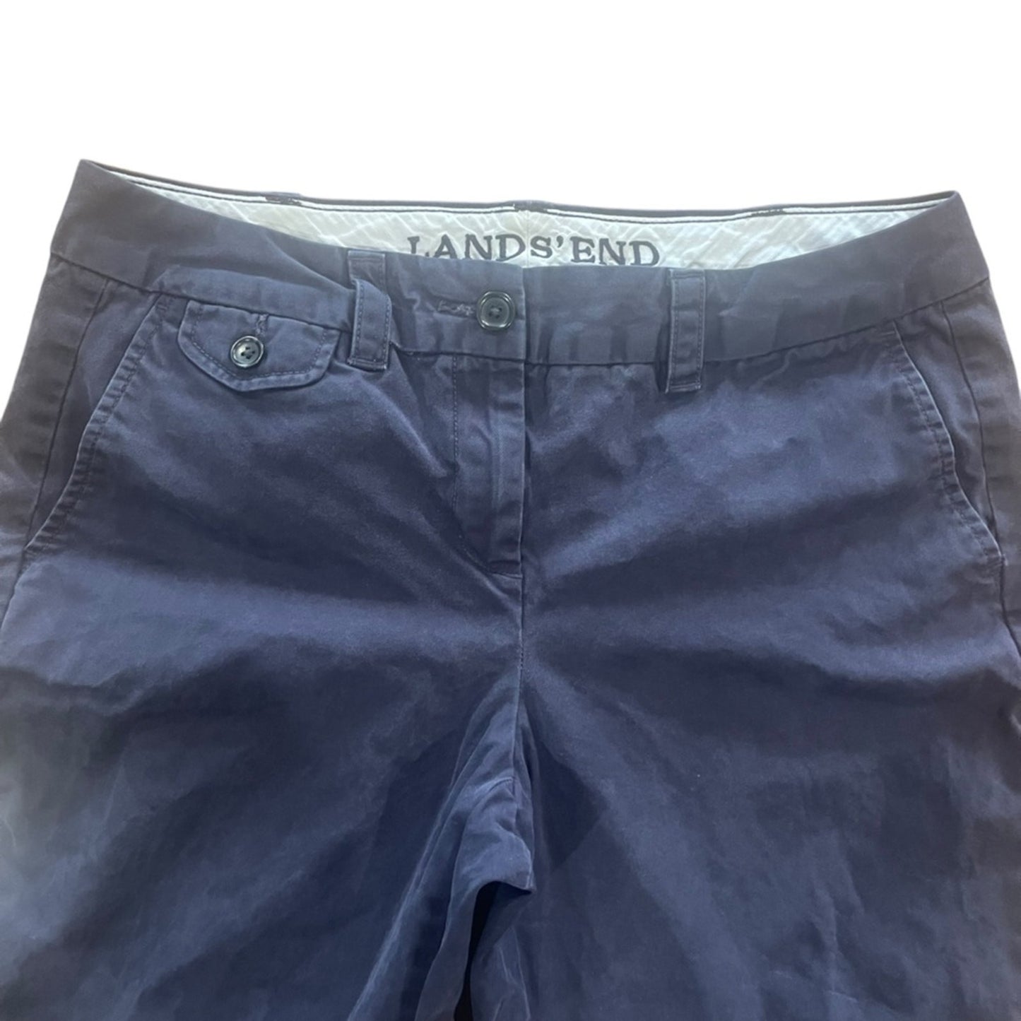Lands End Chino Pants Womens Size 10 Dark Blue Navy Flat Front Straight Leg