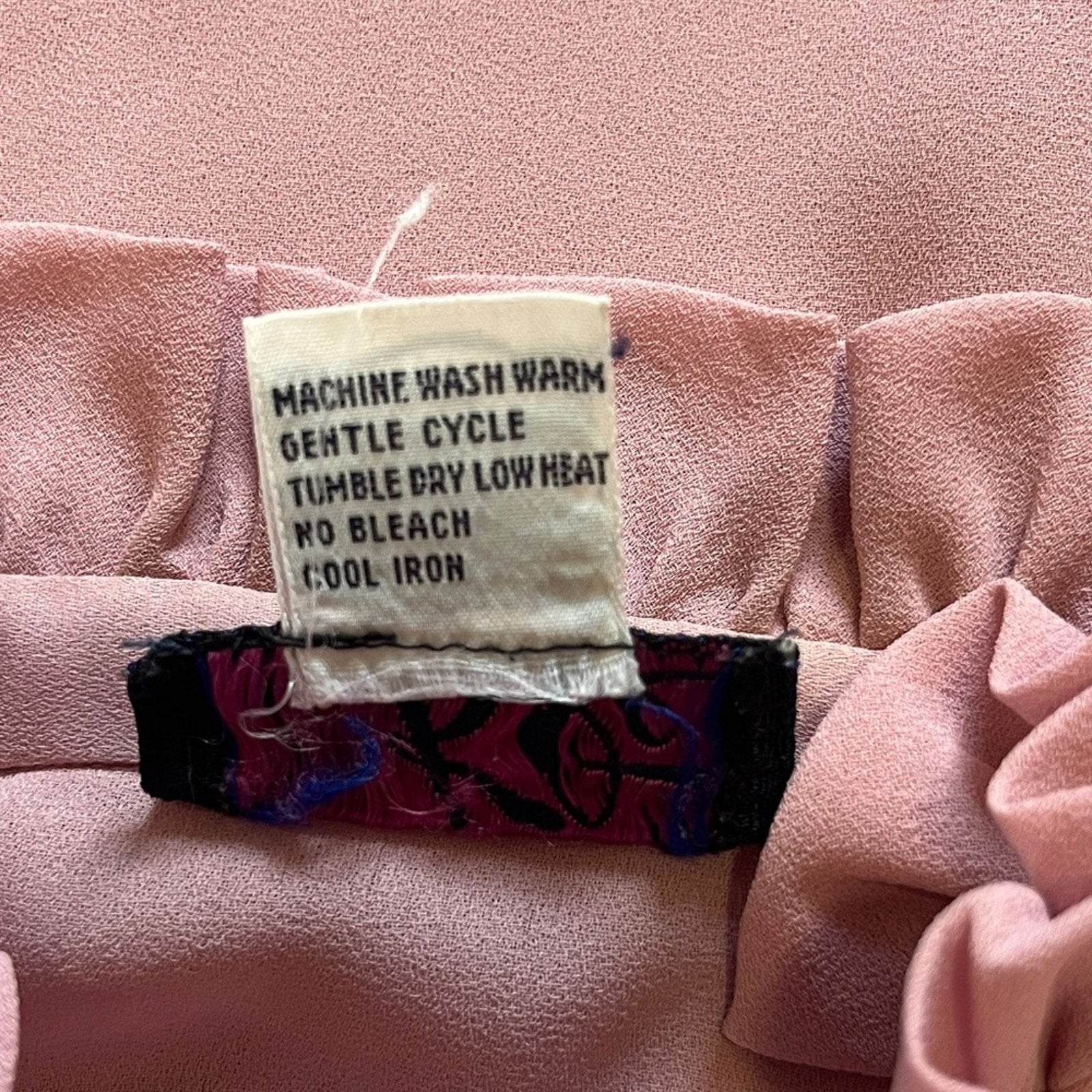 KLE Blouse Womens Size Medium Sheer Ruffle Neck Blush Pink Vintage Nostalgic 80s