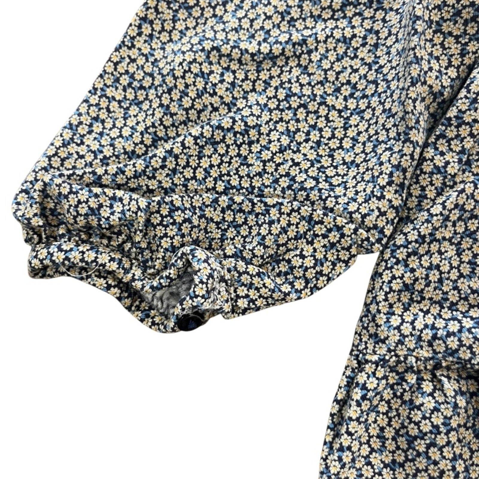 ZARA Kids Dress Size 6 Floral Peter Pan Collar Long Sleeve Front Buttons Lining