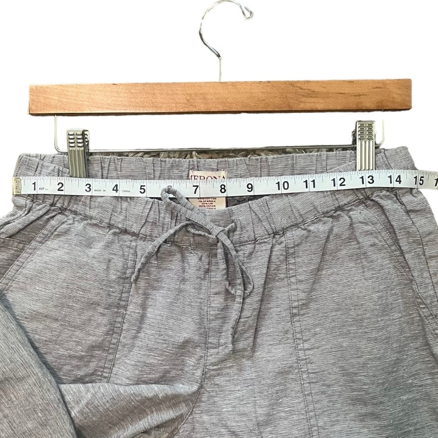 Merona Womens Pants Size Small Linen Blend Blue Drawstring Front Pocket 