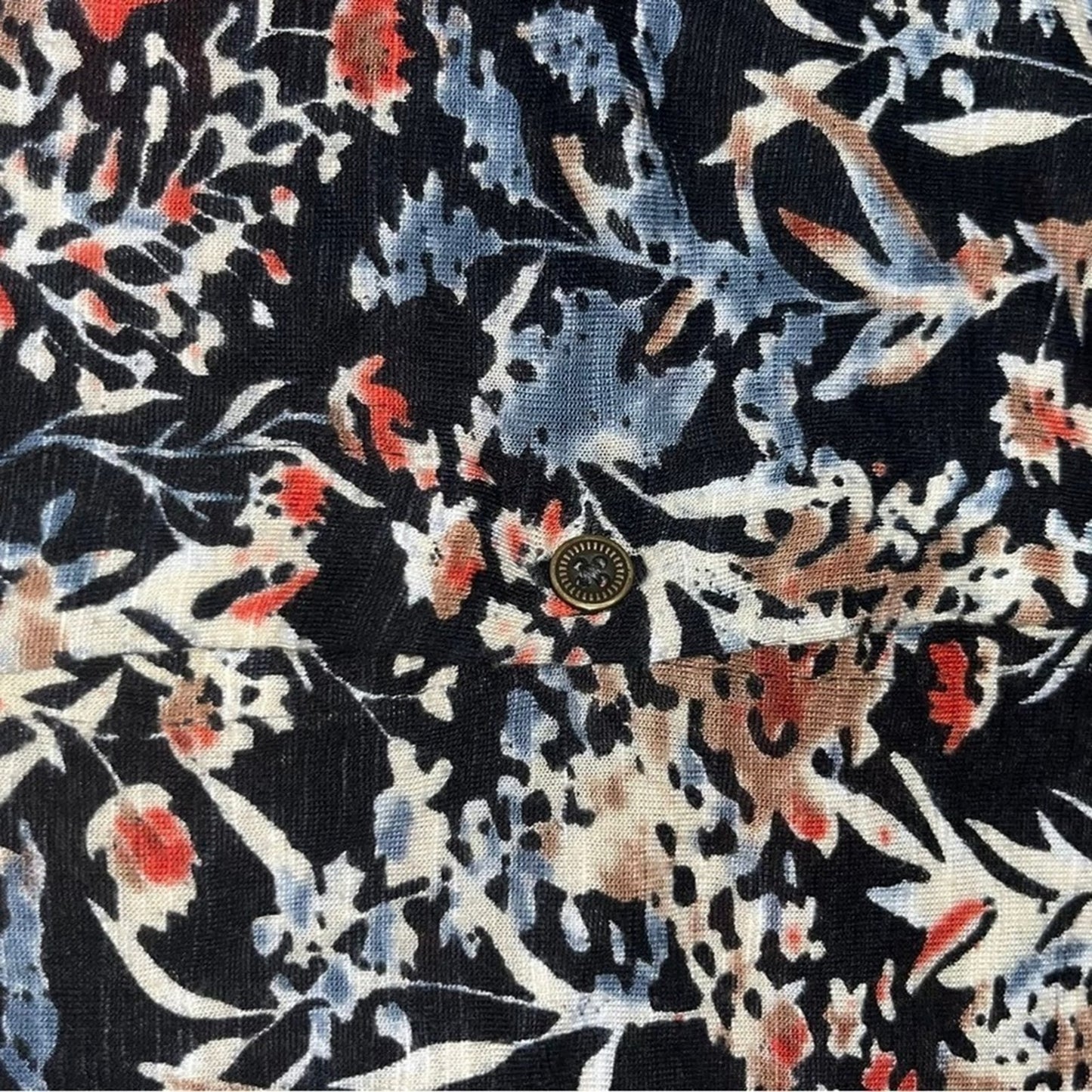 Lucky Brand Mixed Print Blouse Womens Size Small Back Button Ruffle Boho Chic