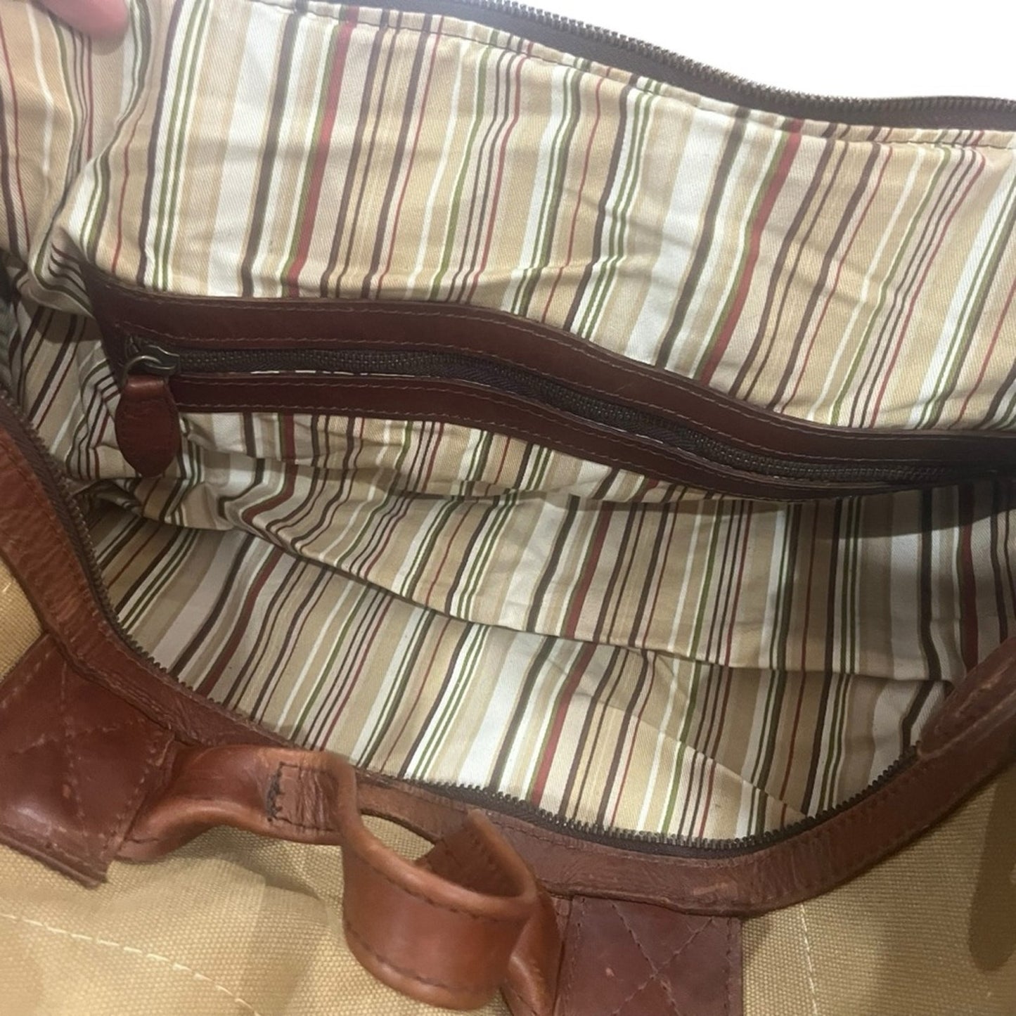 Melvill & Moon Brown Medium Canvas Safari Duffel Bag With Shoulder Strap Leather