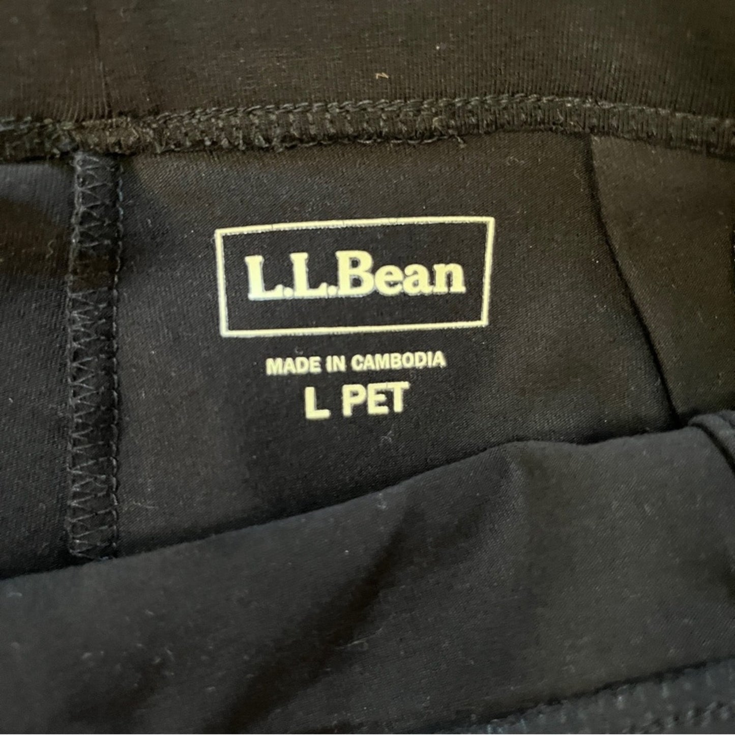 LL Bean Leisure Pants Womens Size Large Petite Black Lounge Plain Relaxed NWT