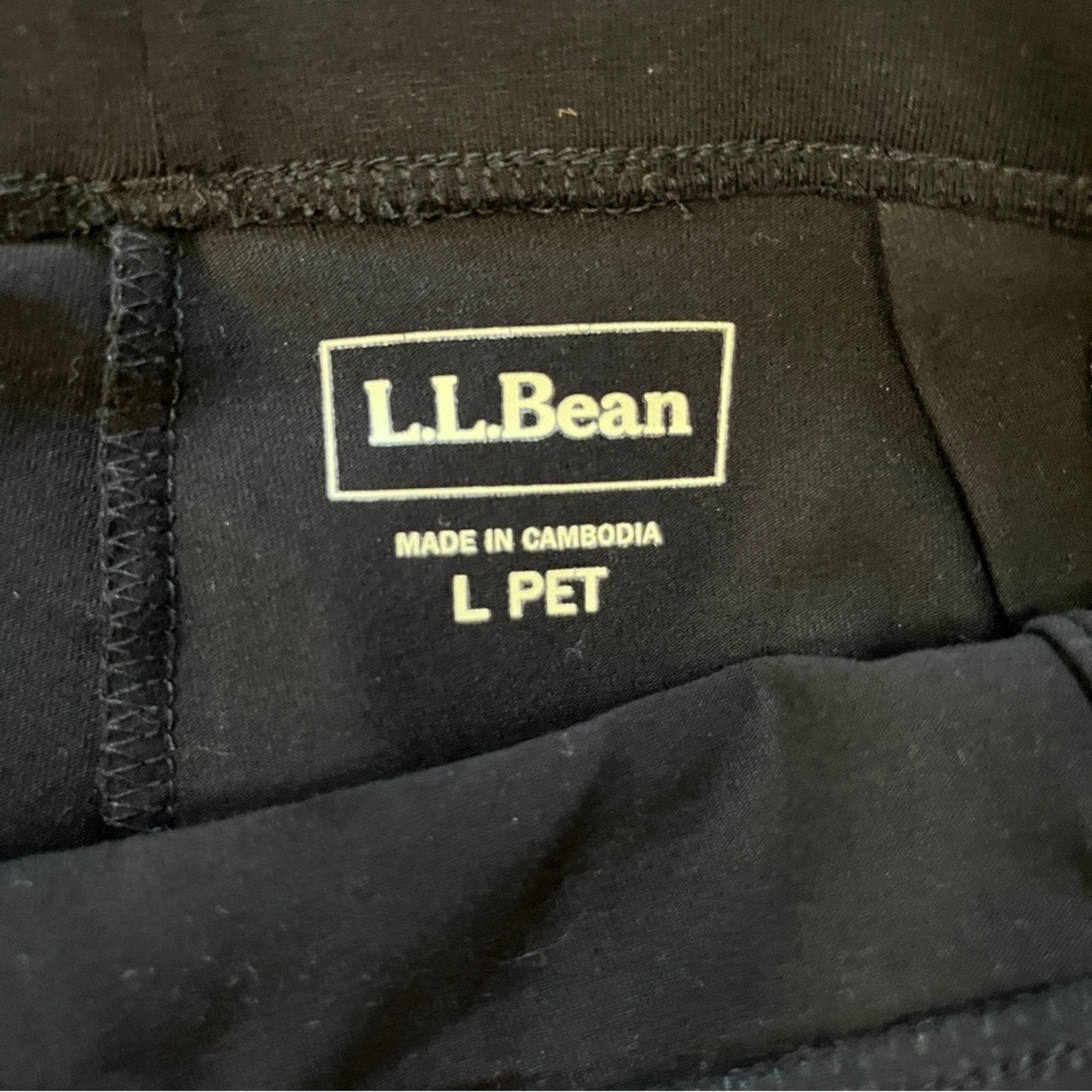 LL Bean Leisure Pants Womens Size Large Petite Black Lounge Plain Relaxed NWT